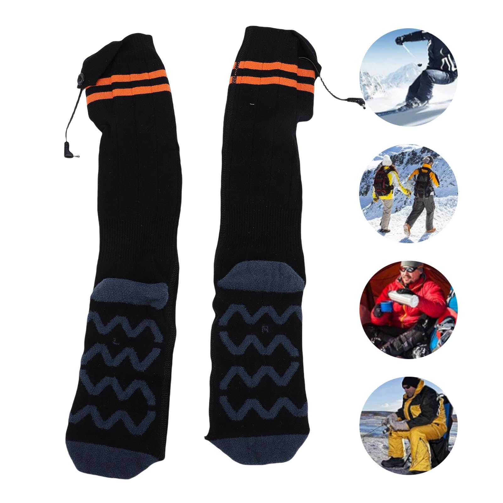 FILFEEL Calcetines Térmicos para Hombres y Mujeres – Calcetines Eléctricos Recargables con 4 Configuraciones de Calor, Lavables a Máquina, Batería de 5000mAh, Autonomía de 5–10 Horas, Fibra de