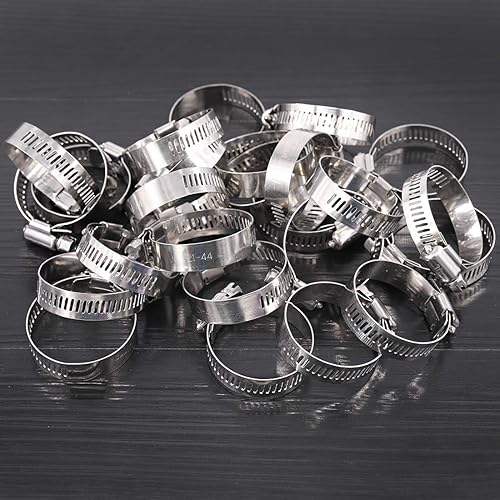 Miniatura 6 de Pinzas de abrazadera de manguera de engranaje helicoidal ajustables 21 a 1.732 in, kit surtido de abrazaderas para tubería de combustible, acero