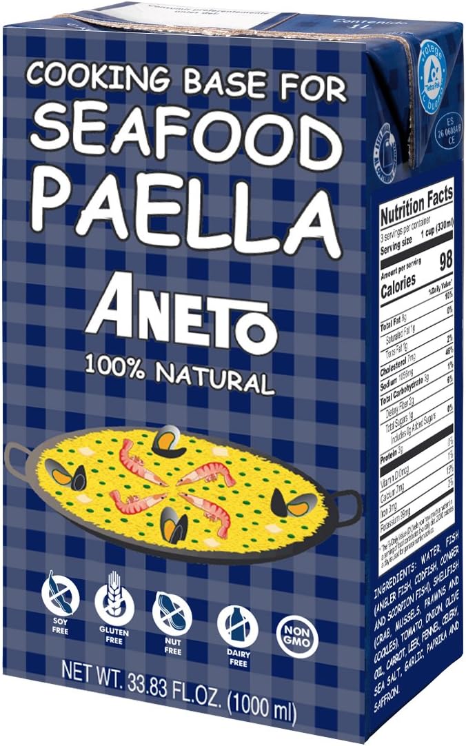Aneto Seafood Paella Cooking Base Broth, 33.83 Fluid Ounce