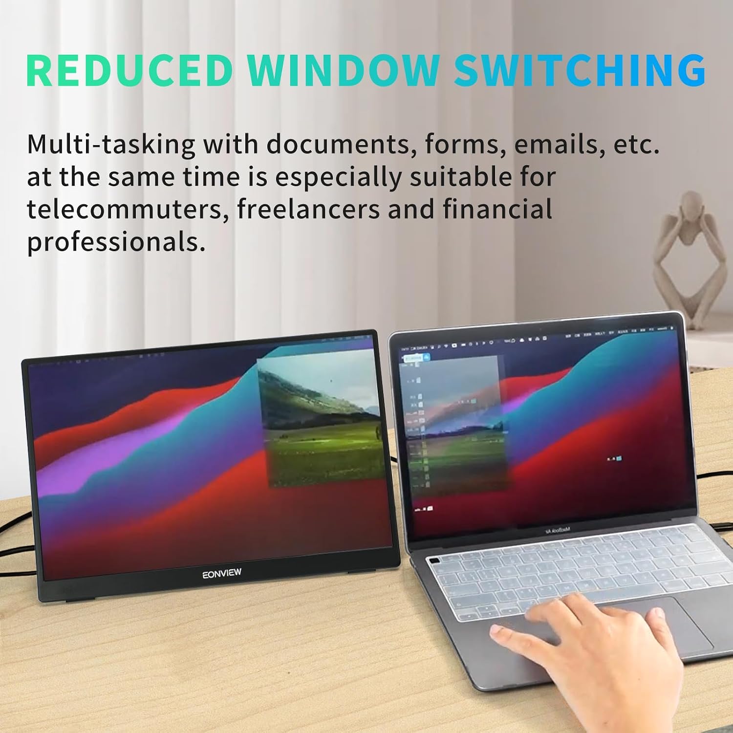Portable Touchscreen Monitor, 14 Inch, 1080P IPS Display, Zero Frame, USB-C and HDMI, for Laptop, PC, Mac, PS, Xbox, Nintendo Switch