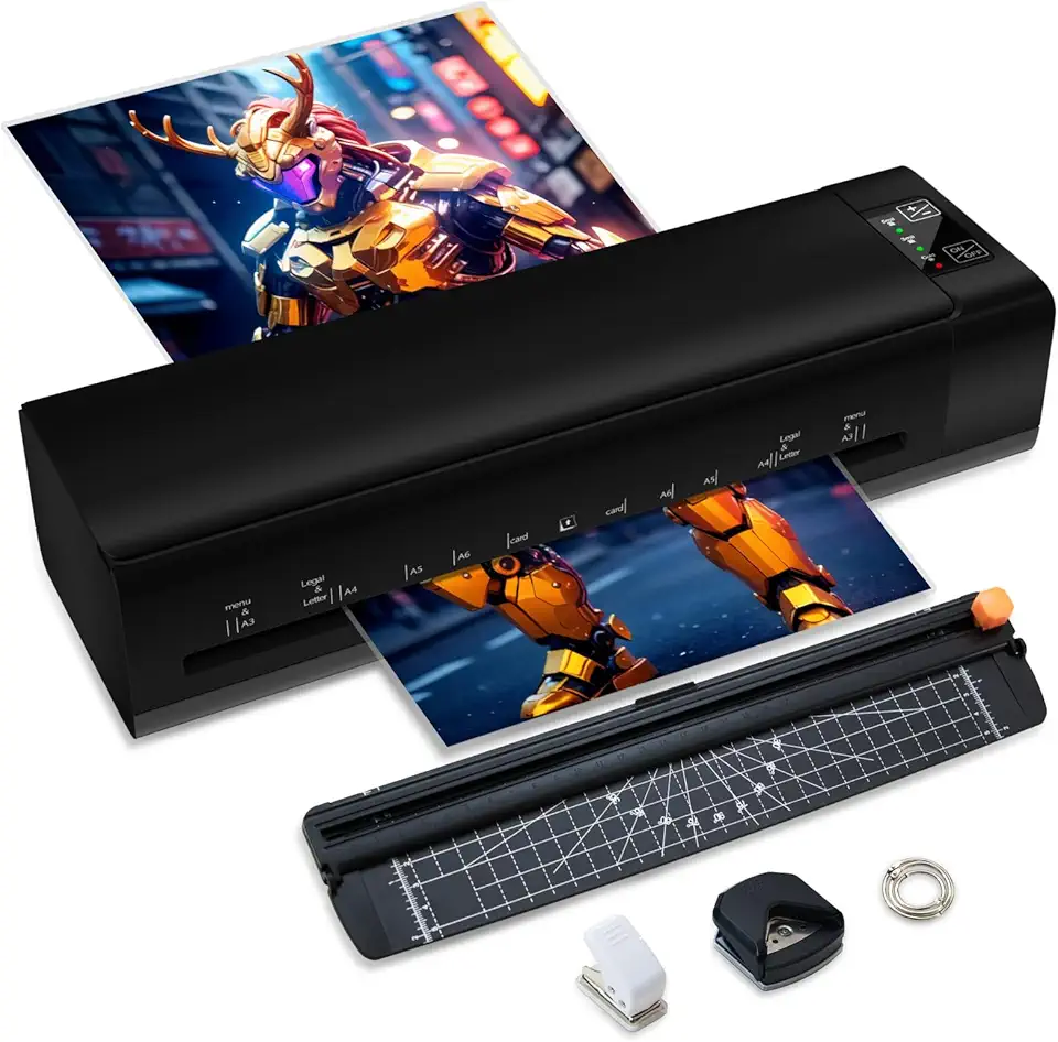 A3 Laminator Machine,13 Inch 9-in-1 Laminating Machine with Laminating Sheets,Thermal Laminator Hot & Cold with Fast Warm Technology for Home,Office or School Supplies,Black