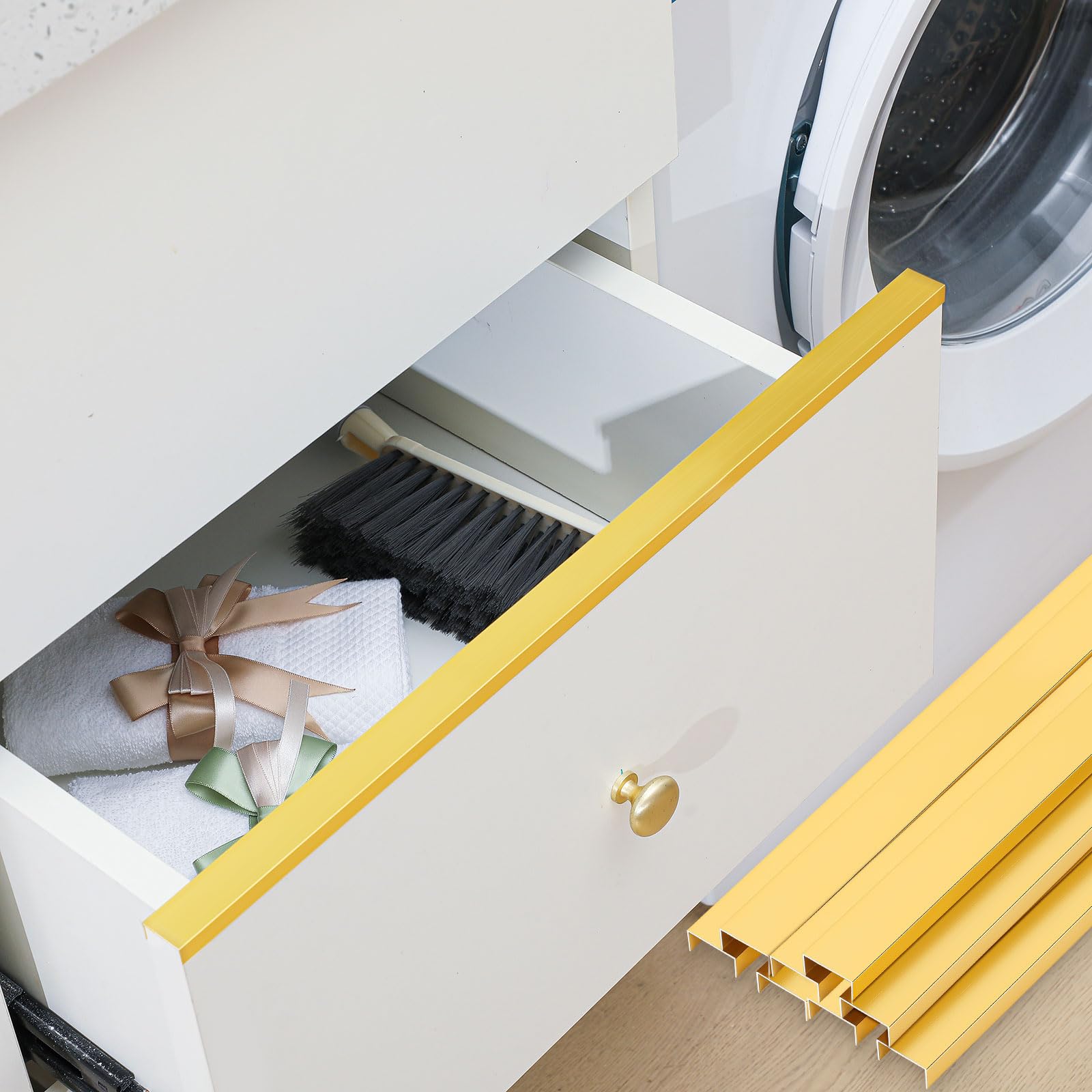 MorningRo 8 Pcs Aluminum Cabinet Edge Protector for Wall Door Frame Cabinets Protection, Slip on Cabinet Door Edge Protector for Prevent Wear, Suit for Thickness Less Than 3/4