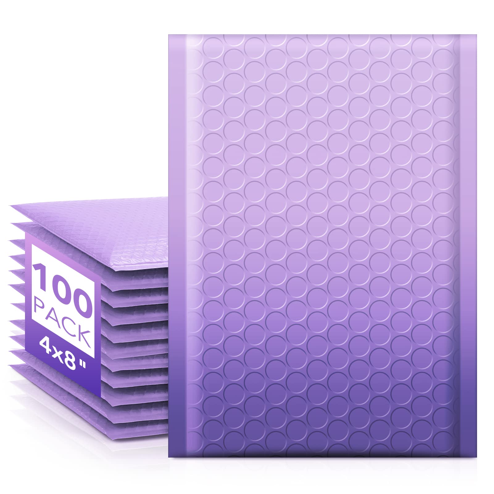 Fuxury Paquete de 100 sobres opacos de burbujas de 4 x 8 pulgadas, sobres acolchados de burbujas de color morado degradado, patrón de fuerte adherencia para envío de joyas, maquillaje #000
