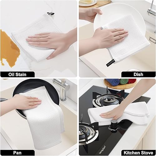 Miniatura 5 de Homaxy Juego de 8 paños de cocina y paños de cocina 100% algodón, 12 x 12 pulgadas y 13 x 28 pulgadas, juego de 8 toallas de cocina a granel, ultra