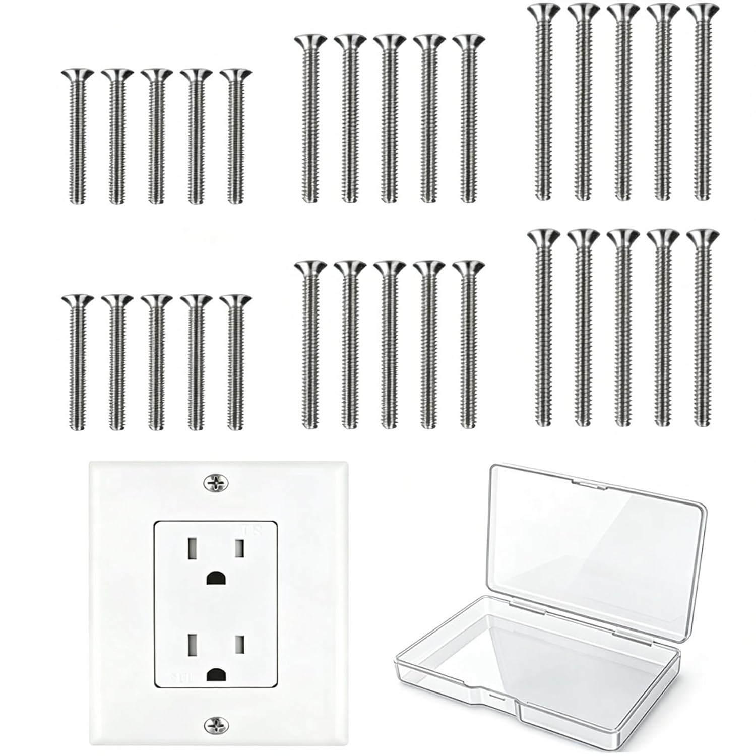 Extra Long Outlet Screws 6-32 x 1-1/2 Inches Electrical Outlet Screws 304 Stainless Machine Screws - 30 Pack