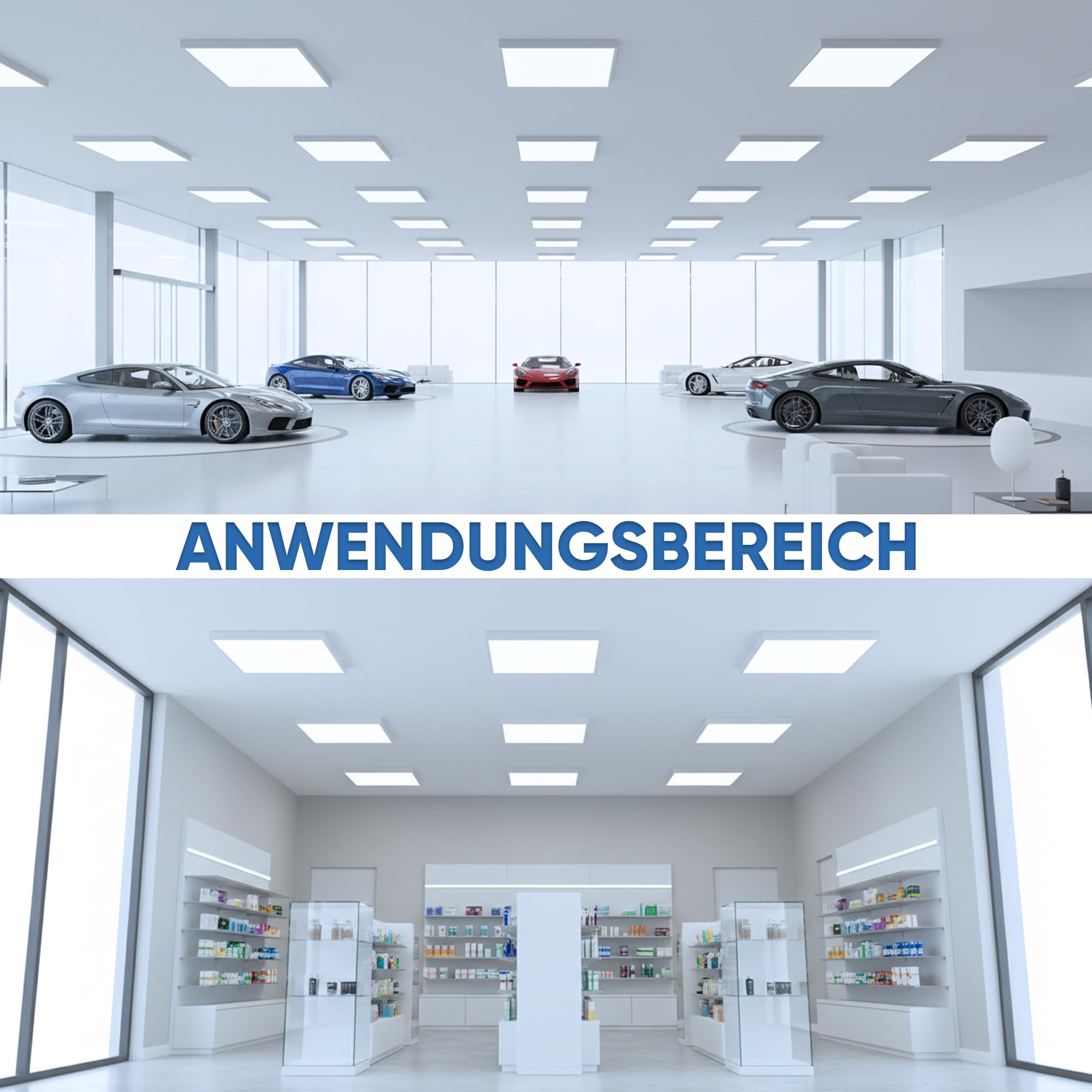 LECOM LED Panel 62x62 cm Kaltweiß 6500K 4000lm Aufputz mit Aufbaurahmen