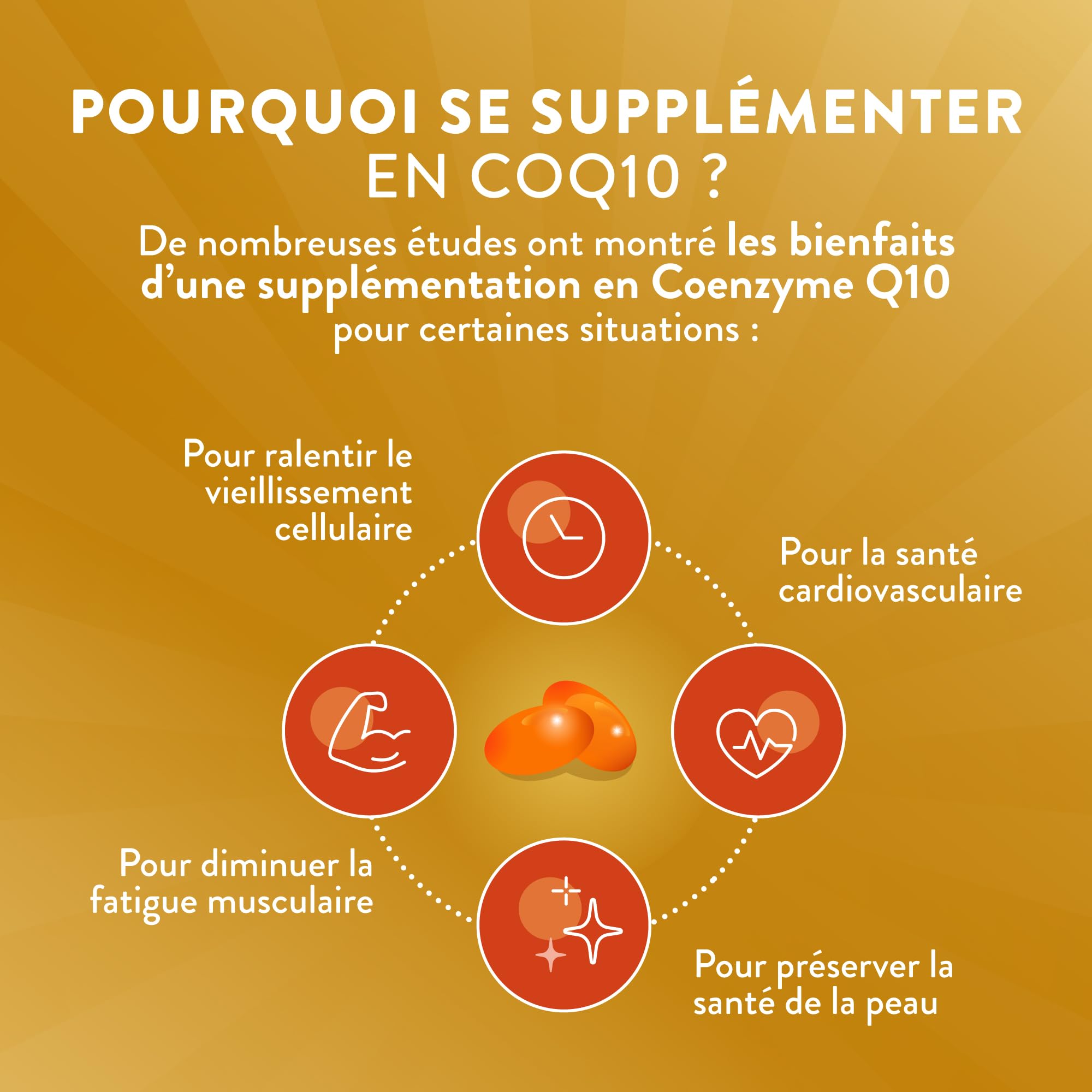 NUTRI & CO Coenzyme Q10 Ubiquinone 200mg + Vitamine C - Complément Alimentaire Peau Anti-Âge et Anti-Rides - Santé Cardiovasculaire - 120 Capsules Haute Absorption - Conditionné en France