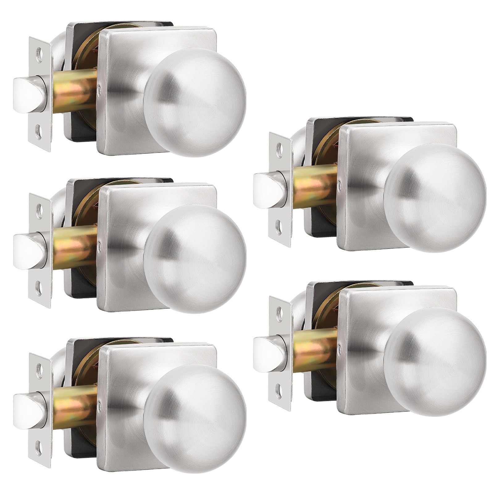 Brushed Nickel Privacy Door Knobs - Lockable & Secure -16