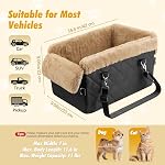 Sièges de voiture pour chiens pour petits chiens, siège de voiture de ConsoleCenter avec antidérapant et un soutien fort, lit d'animal portable anti-effondrement pour chiots avec ceinture de sécurité de coussin doux, petits chiens et chats sous 12 LBS, brun