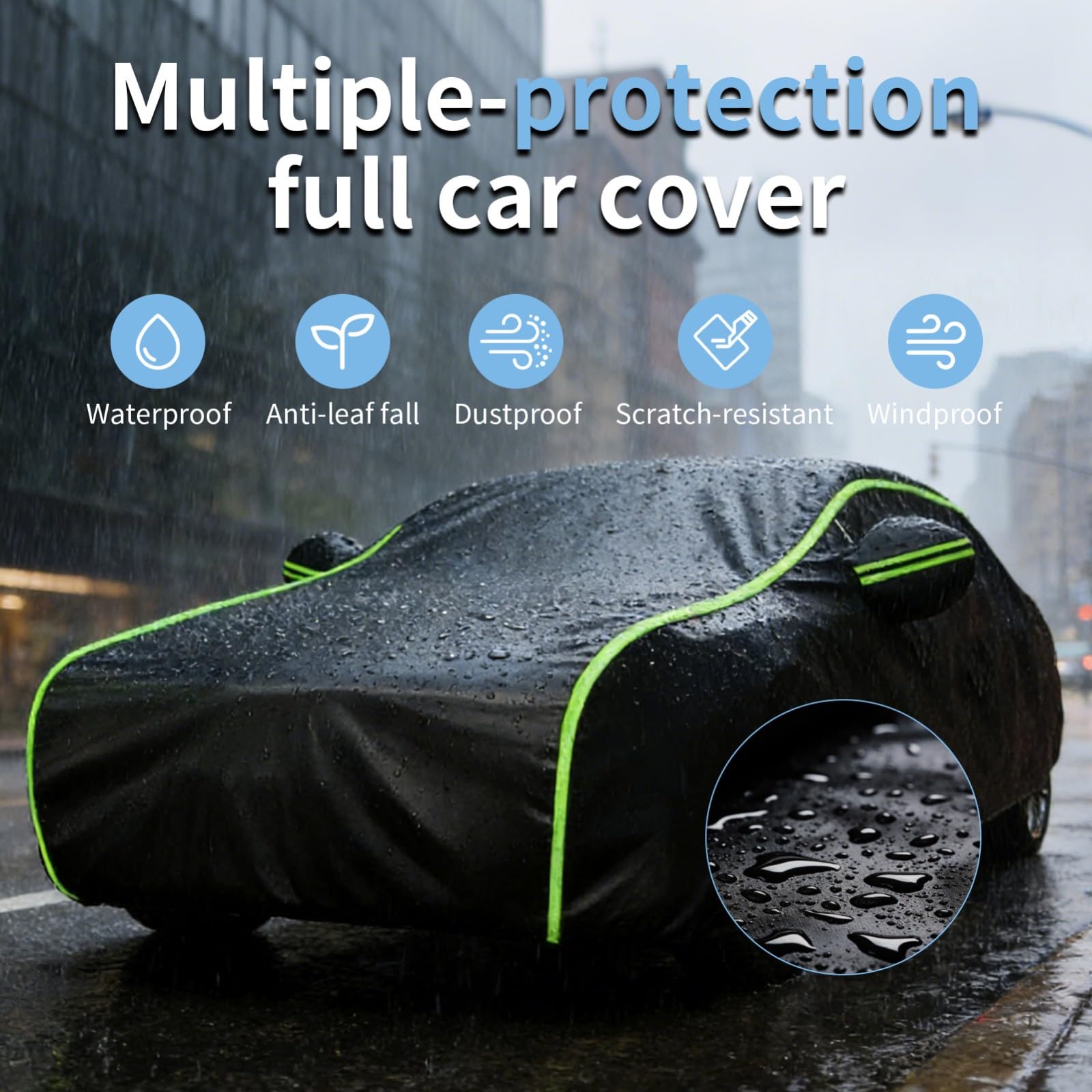 Bâche Voiture Protection Extérieure pour Toyota Aygo X Hybrid 2025-2026,Housse Voiture Étanche Protection Solaire,Toutes Saisons,Fixation Anti-Vent(Noir)