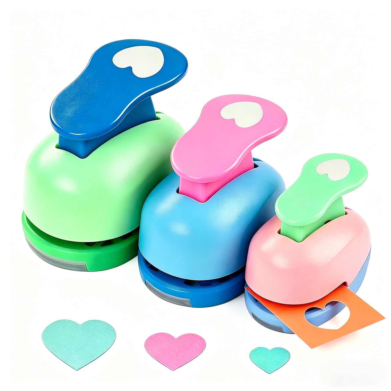 XIATIAN Heart Hole Punch 3 Pack, Paper Punches for Crafts 8 mm/15 mm/25 mm