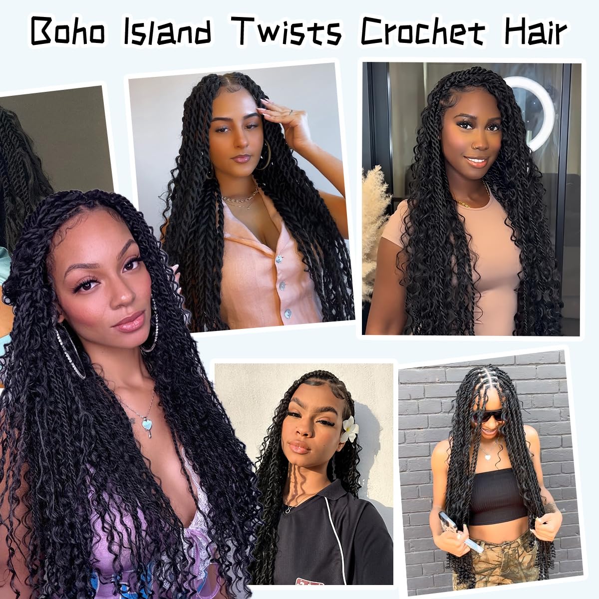 18 Inch Senegalese Twist Crochet Hair 9 Packs Pre Looped Island Twist Crochet Braids with Curly Ends Boho Goddess Box Twists Braids Braiding Hair Extensions for Women (1B/30/27#)