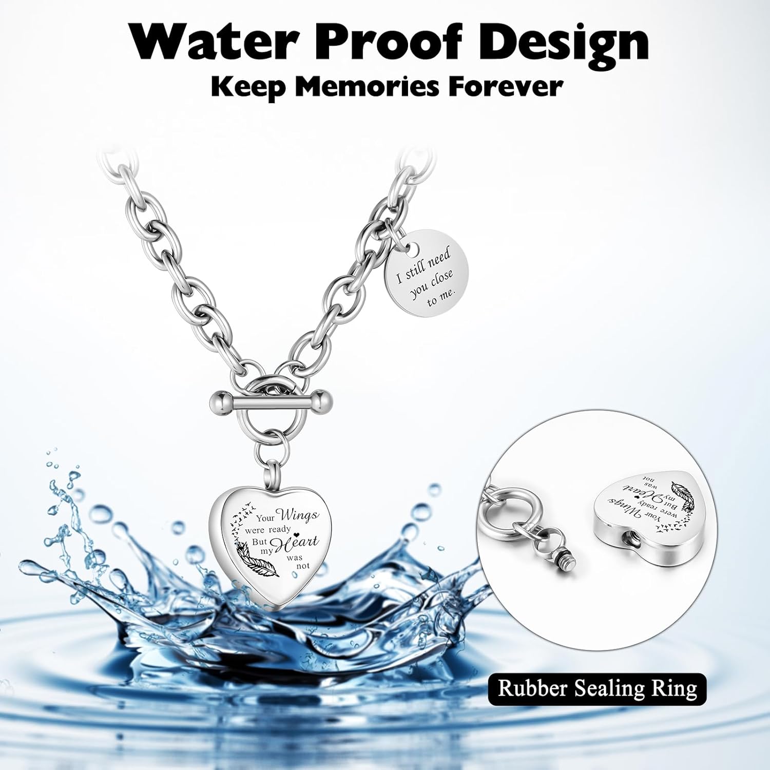 XIUDA Heart Cremation Urn Necklaces for Ashes Locket Cremation Jewelry for Human Ashes Stainless Steel Memorial Keepsake Pendant for Women - Image 4