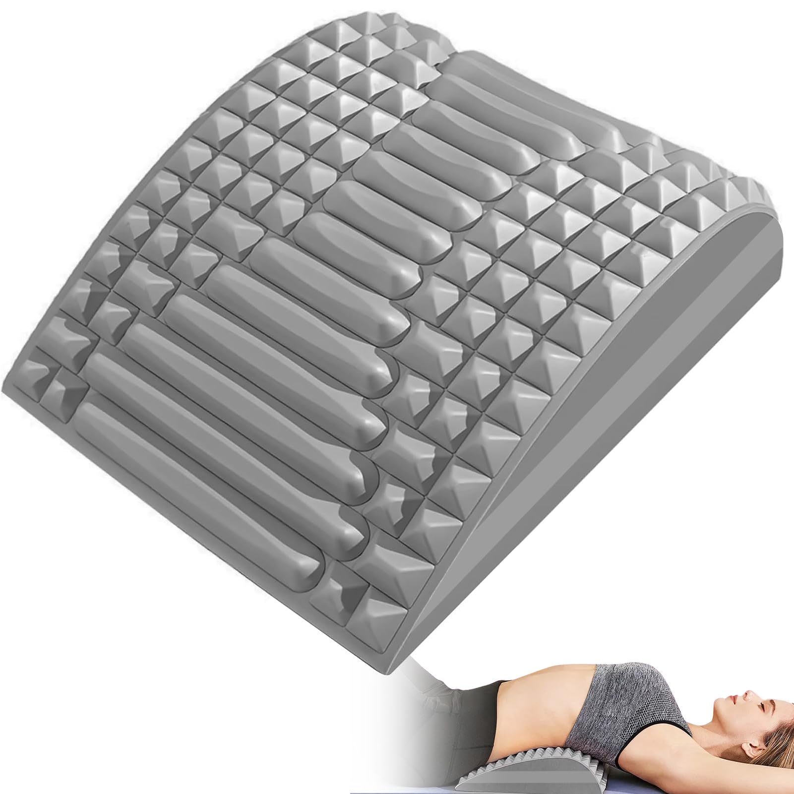 Back Stretcher, Refresh Neck and Back Stretcher Posture Corrector for Pain Relief Adjustable Spine Board Back Neck Cracker Massager (Grey)
