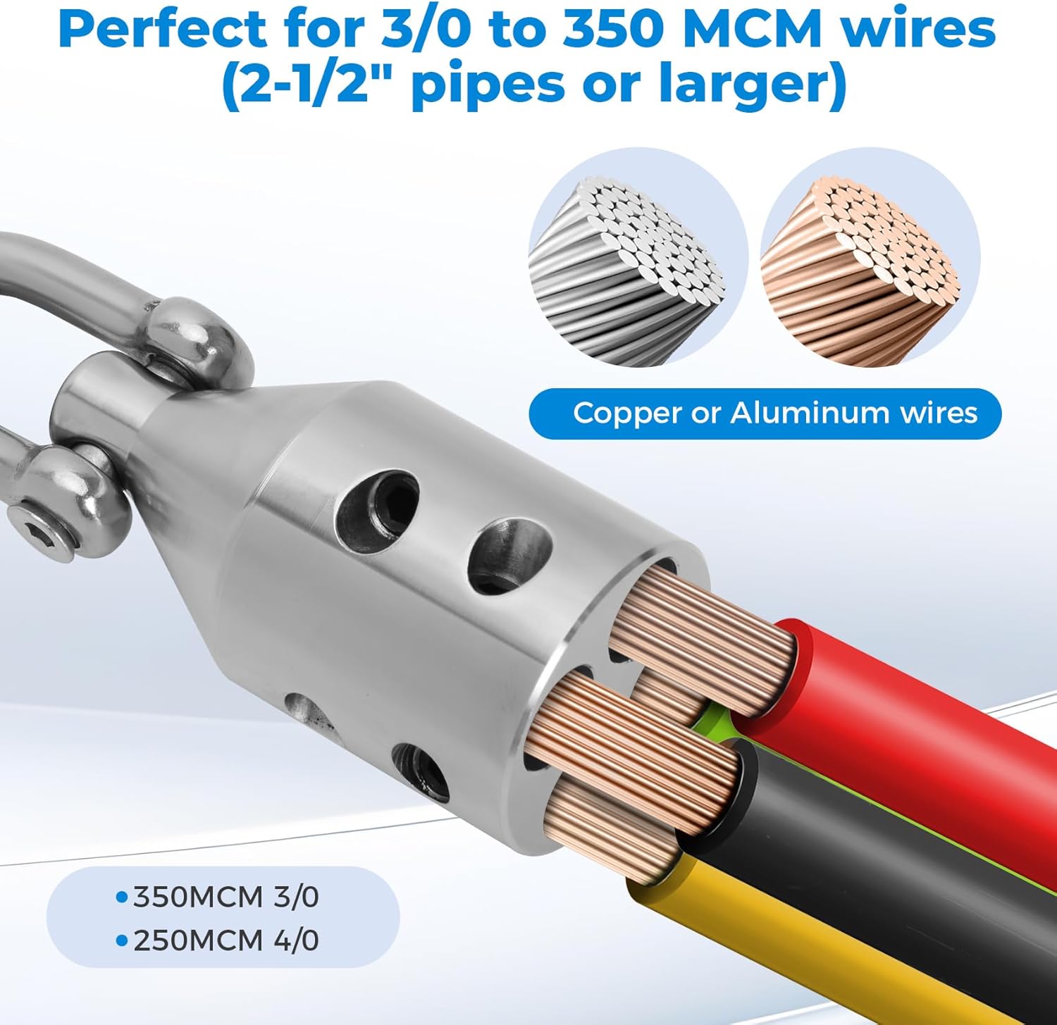 Upgrade Penguin Puller Sr, Wire Pulling Attachment (69700), Heavy Duty Electrical Cable Pulling Tool, 4000 lbs Maximum Pulling Force, Suitable for 3/0 to 350 MCM Copper and Aluminum Wires