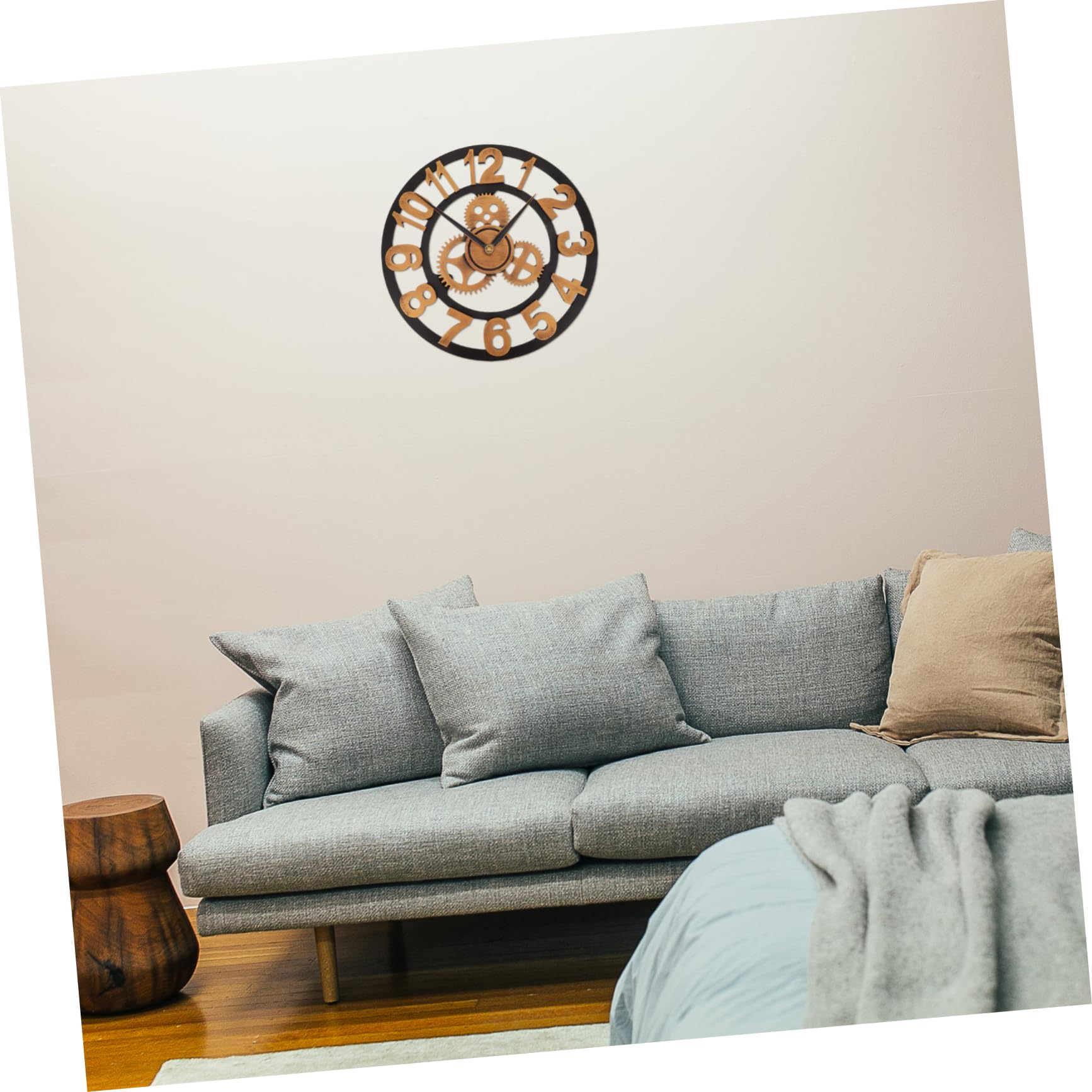 Cabilock Horloge Murale Industrielle Silencieuse Rouages Décoratifs en Bois, Résistante à l'usure pour Décoration de Bureau ou Maison Moderne