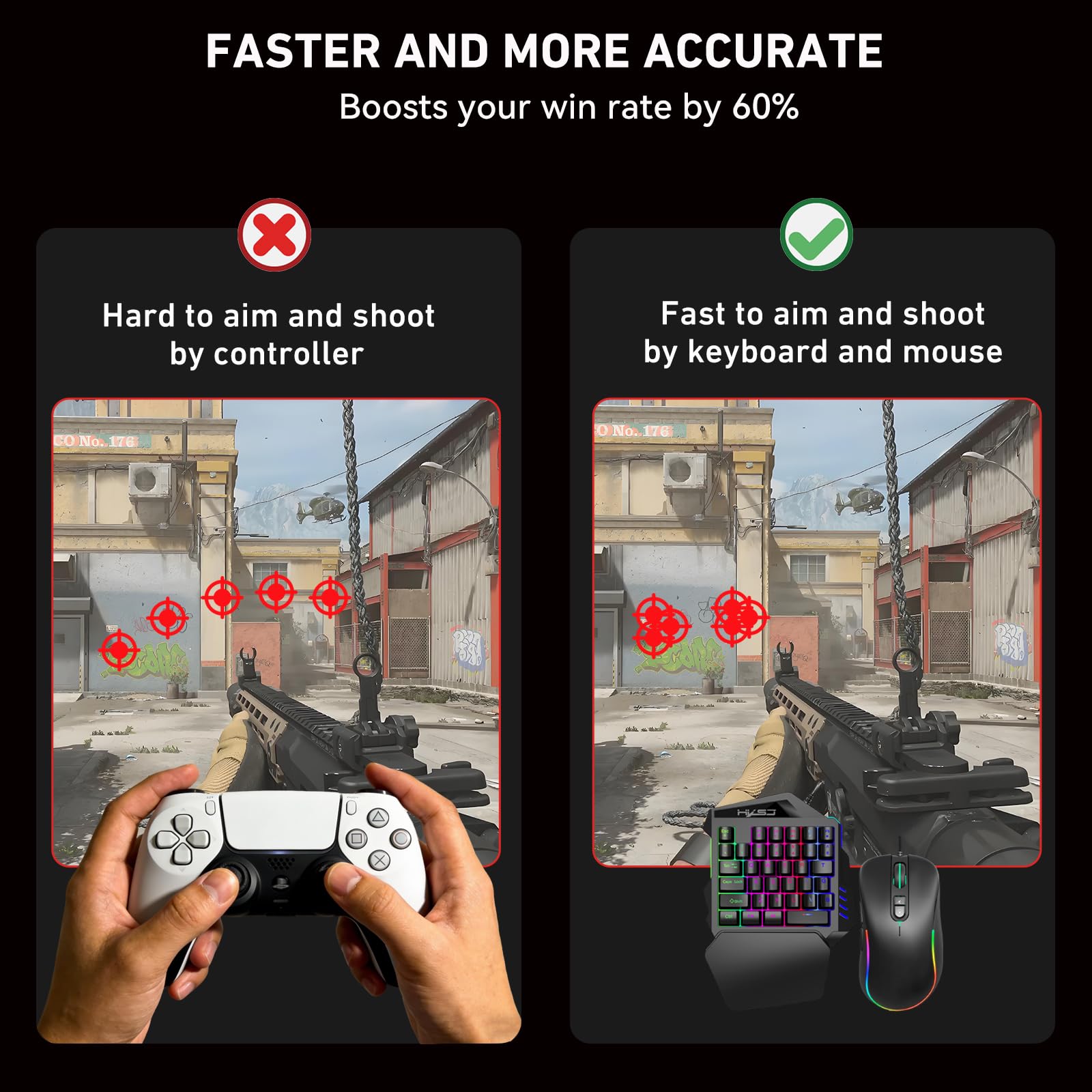 Megadream Convertidor de teclado y mouse para PS5/P5 Slim/PS5 Pro con adaptador general P5, retraso ultra bajo de 1000 Hz, soporta ajustar la sensibilidad del mouse, cambiar la tecla predeterminada