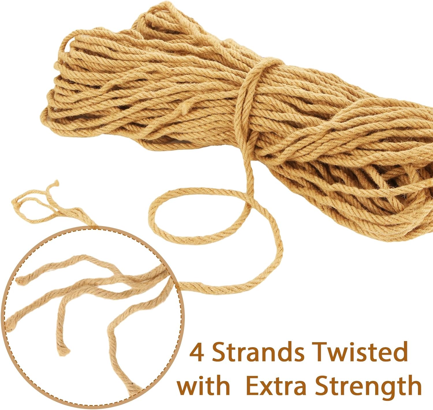 Jute Twine String - 246ft 8mm Jute Rope for Crafts, Heavy Duty Twine String for Gardening, Crafting, Bundling, Cat Scratching Post, Home Decor