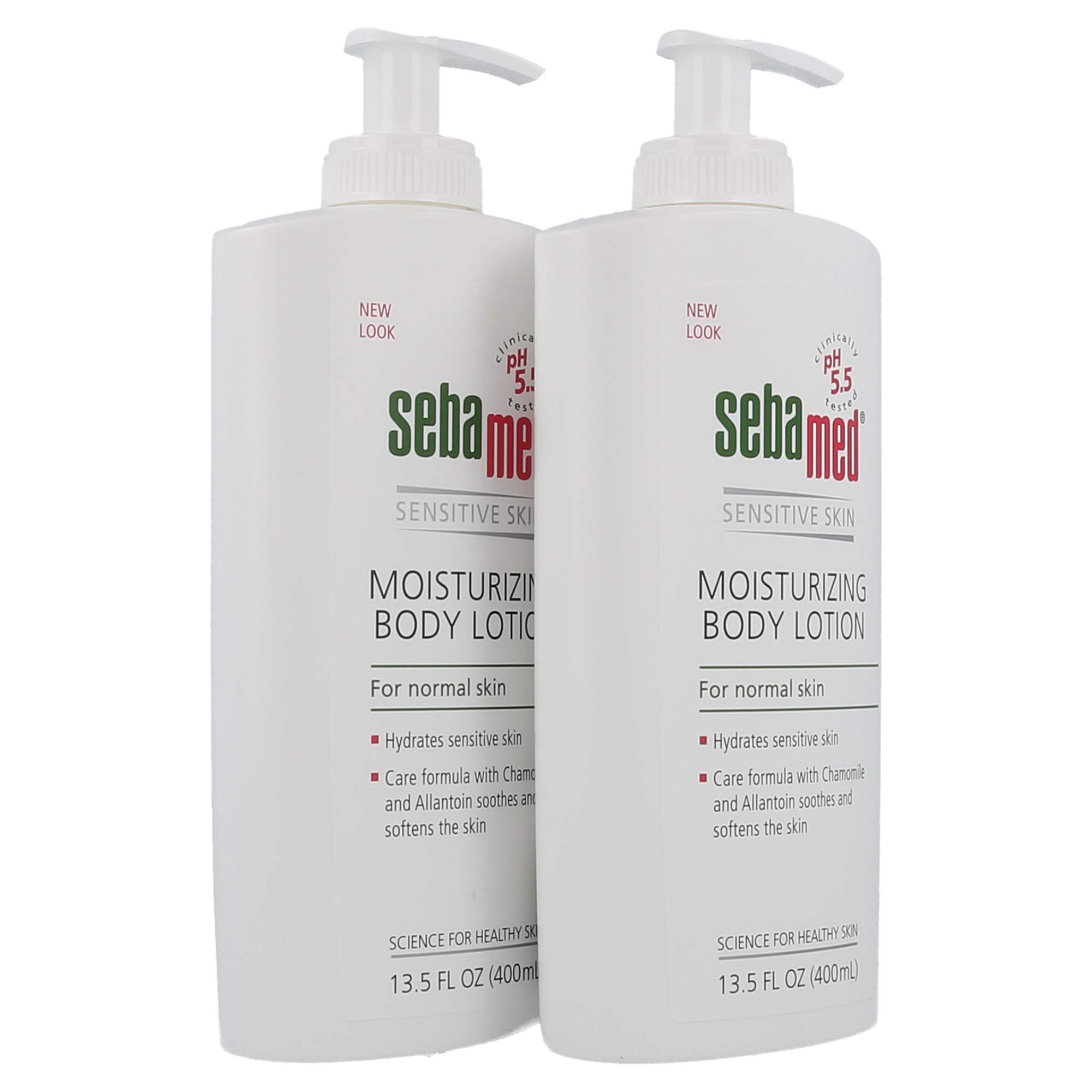 Sebamed Moisturizing Lotion pH 5.5 for Sensitive Skin Dermatologist Recommended Moisturizer 13.5 Fluid Ounces Each (400 Milliliter Bottles with Pump) pack of 2
