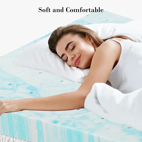 Miniatura 6 de OLIXIS Cubrecolchón de espuma viscoelástica individual, 2 pulgadas de grosor con infusión de gel para cama de tamaño individual, almohadillas de