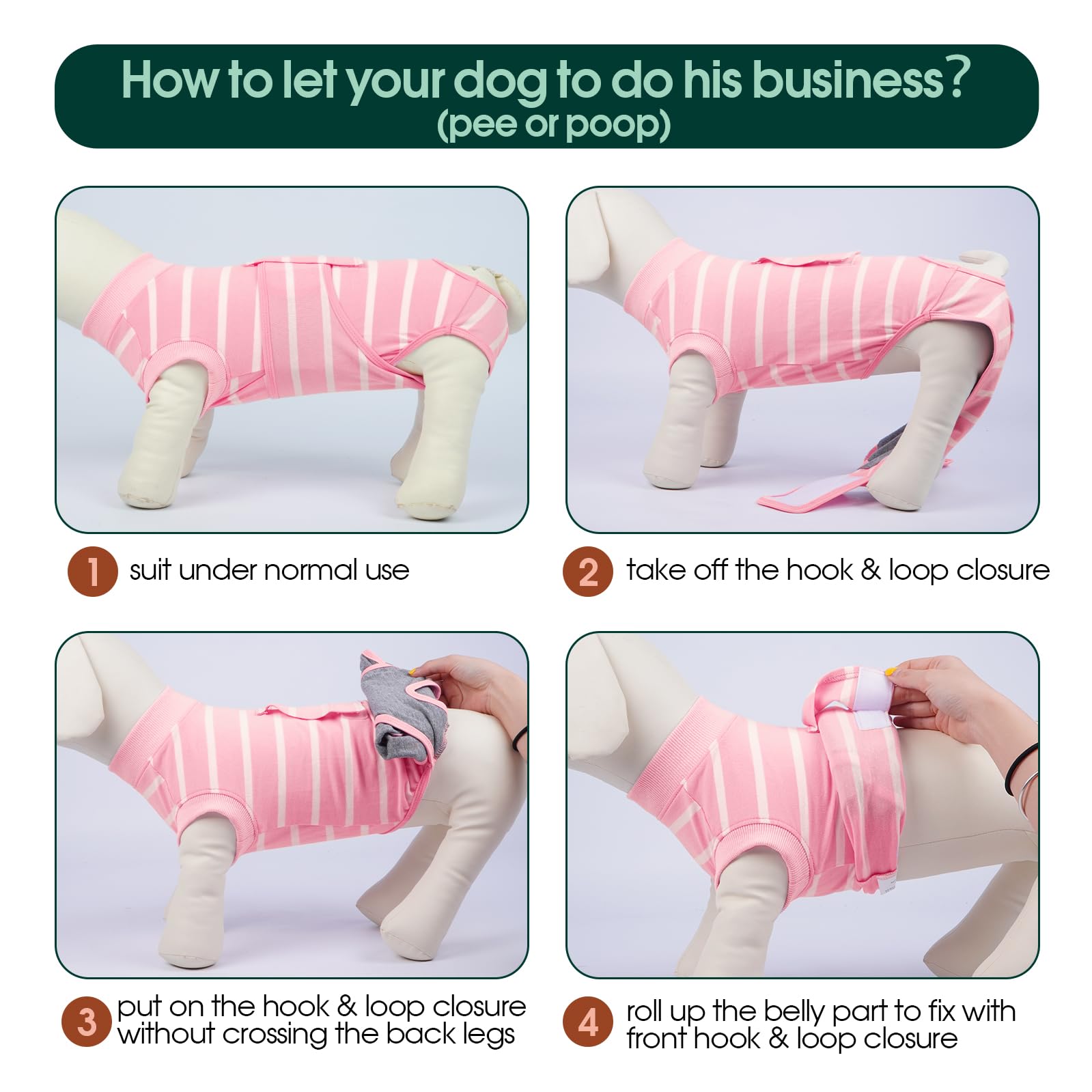 Kuoser Dog Recovery Suit, Dogs Surgical Recovery Suits Female Male, Soft Puppy Post Body Vest, Onesie Doggie Bodysuit after Surgery - Image 4