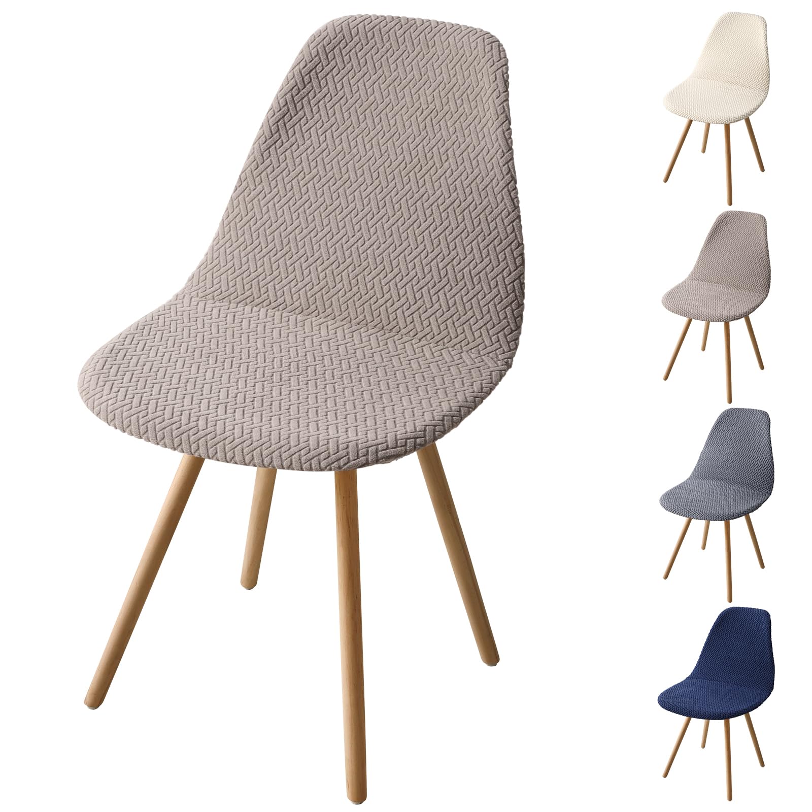 Fuloon Shell Dining Chair Covers, Mid Century Modern Chair Slipcover, Jacquard Elastic Dining Chair Covers, Washable Removable Chair protector for Dining Room, Kitchen, Restaurant, Hotel