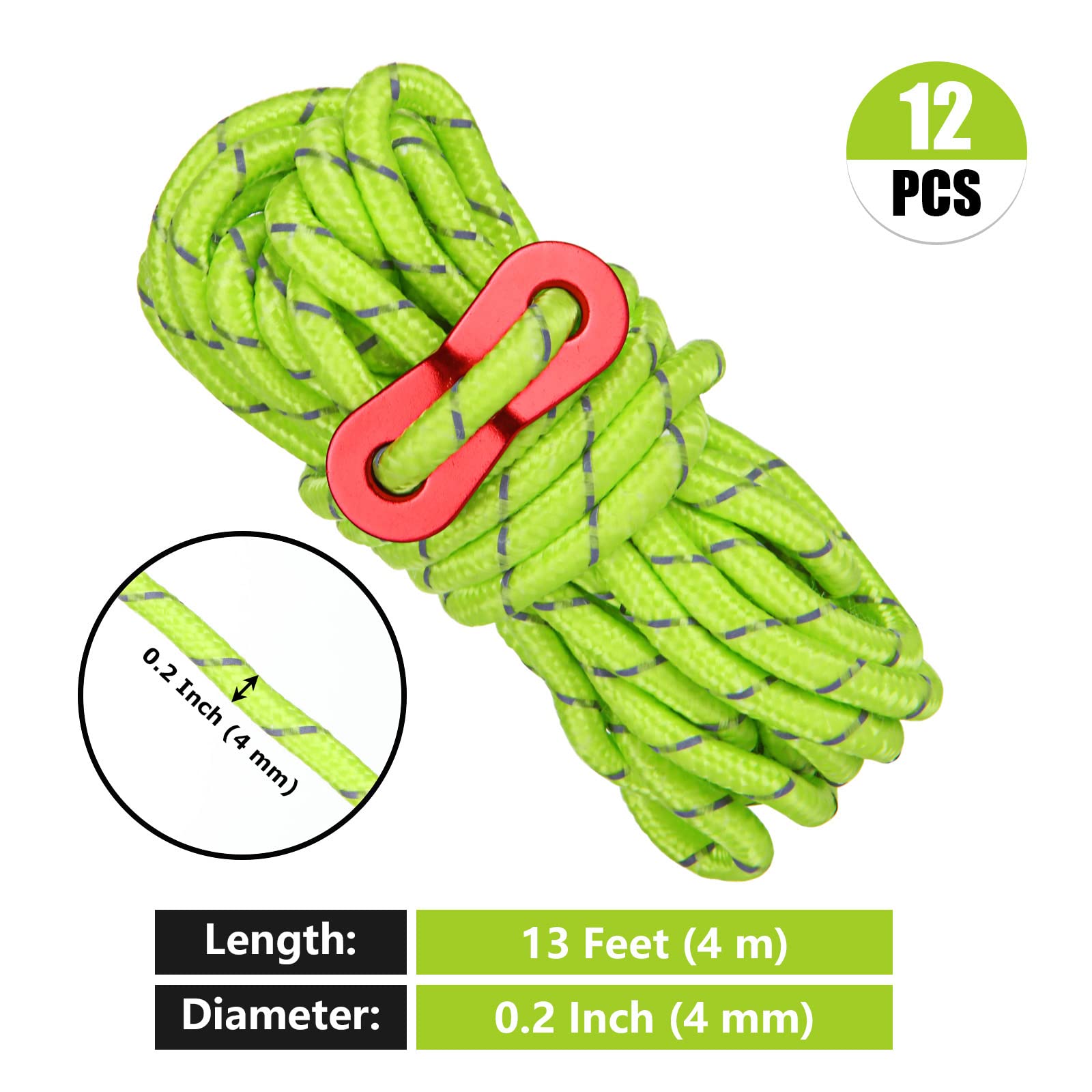Guid Rope Adjuster Guy Ropes And Pegs Guy Rope 4mm Reflective Cord Guy Line Tent Guide ...