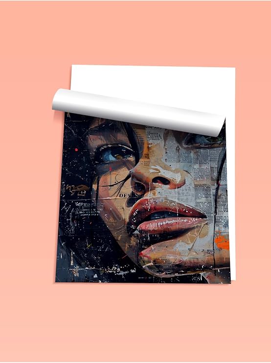 Zestia Premium Poster Özgürlük Temalı Kadın Yüzü Sanatsal Kolaj Salon Dekoru, 21 x 30