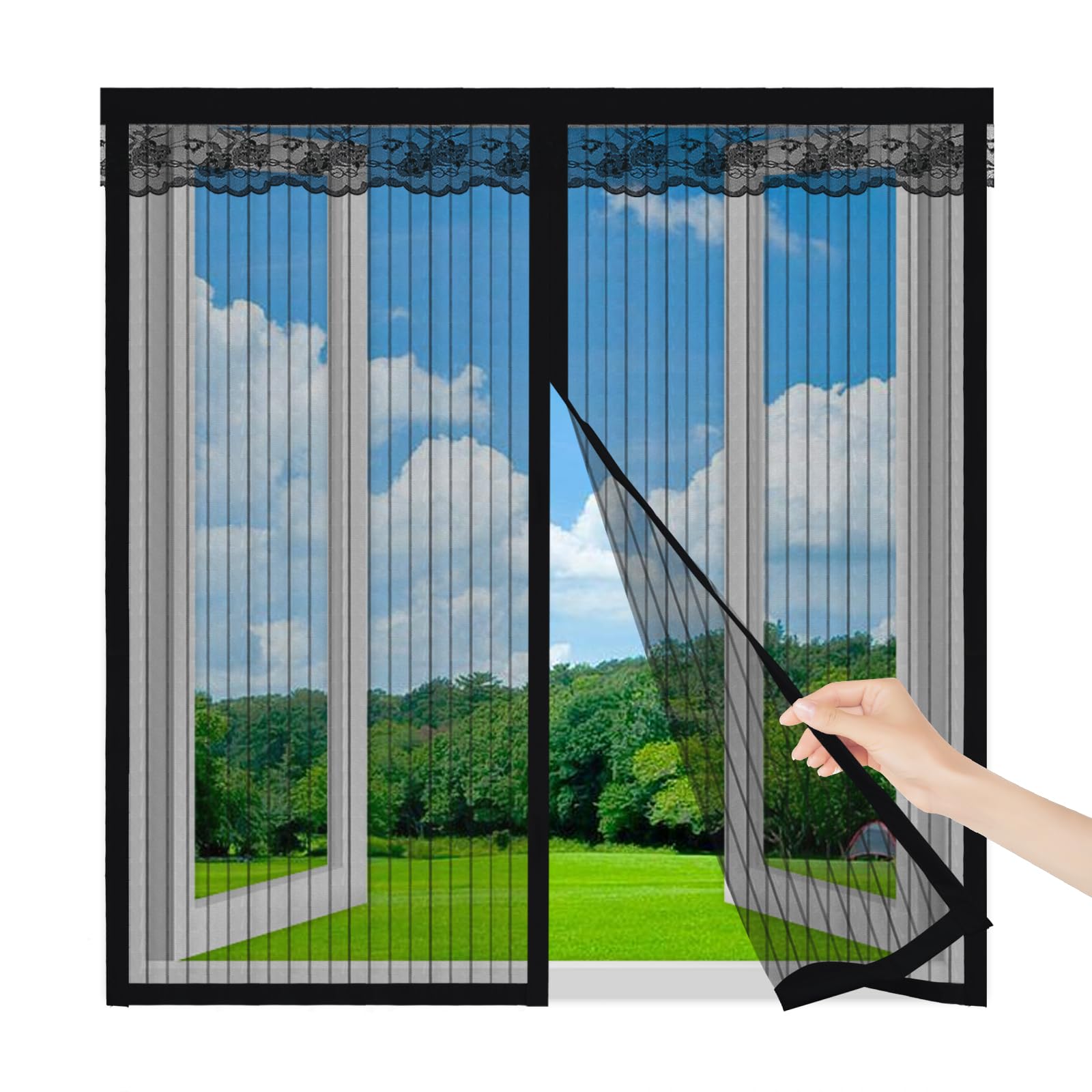 Magnetic Fly Screen Window 130x85cm,Self-Adhesive Fly Net for Windows, Easy Installation Window Screen Mesh Window Net to Keep Bugs Out,Black — image 1
