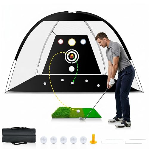 Golf Net - Upgraded All-in-One 10x7ft Golf Practice Net with