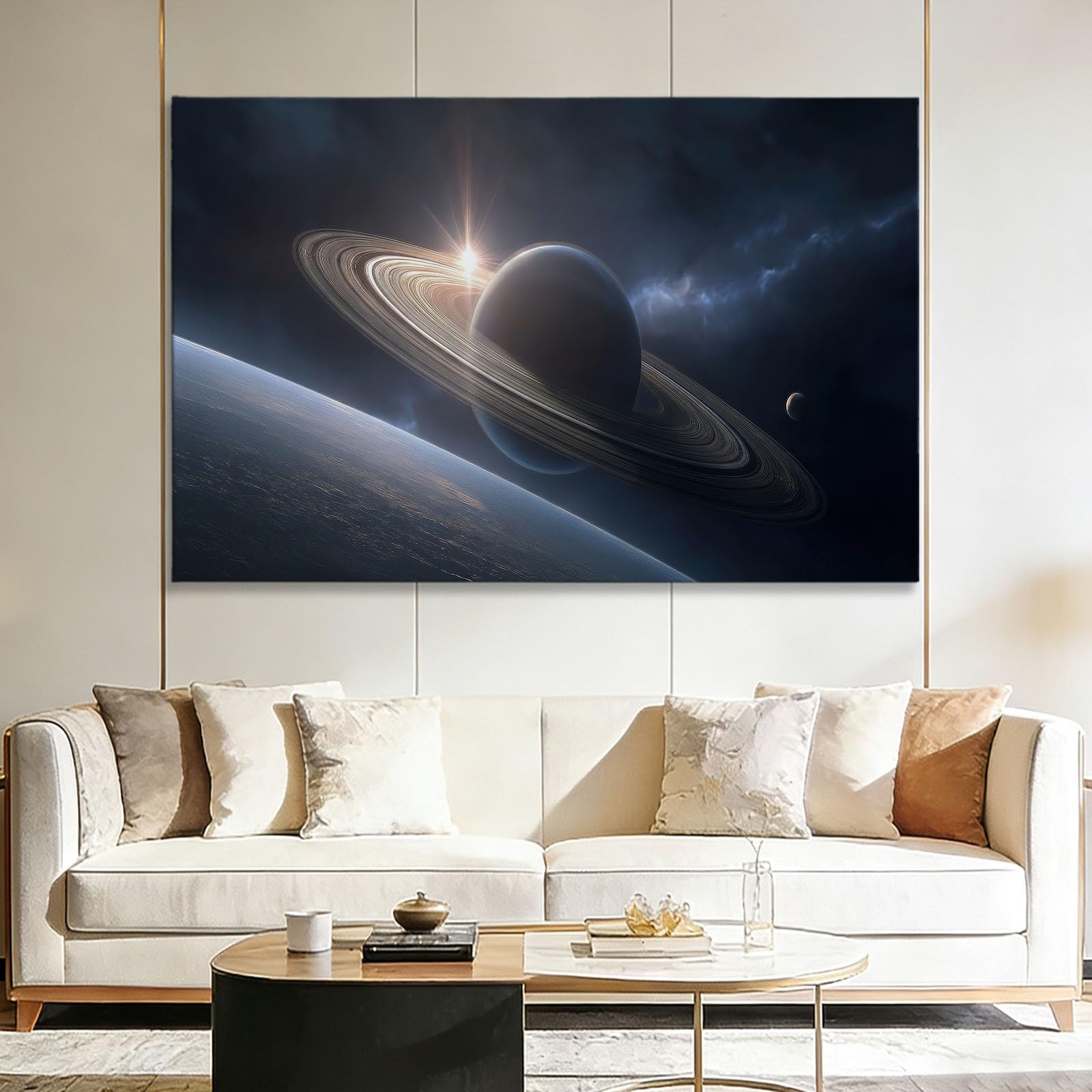 Tela artistica da parete con cornice, galassia e stelle, impermeabile, stampa su tela, decorazione da parete moderna per camera da letto, soggiorno, cucina, decorazione per la casa, 120 x 80 cm