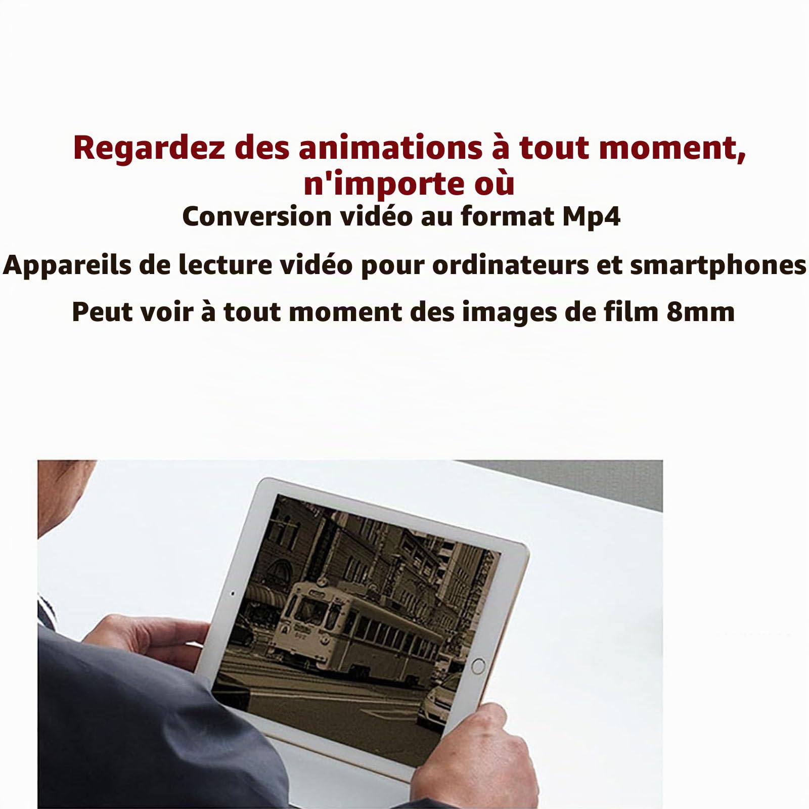 PixCy Convertisseur Film Numérique 8mm,Convertisseur Film Super 8en Numérique,Lecteurs D'images,Scanner Film,Visionneuse Diapositives pour Anciennes Diapositives,avec écran 2,4"