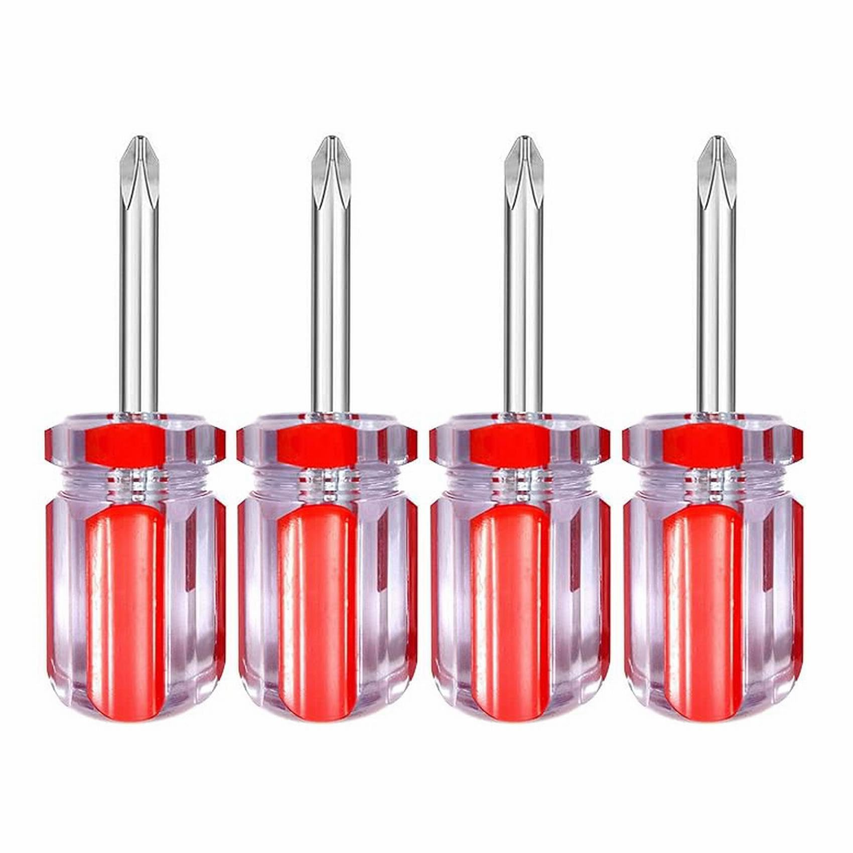 PANSHIYON Stubby Phillips Screwdriver,4 Pieces Short Phillips Screwdriver #2 Magnetic,Small Pocket Driver for DIY Repairing