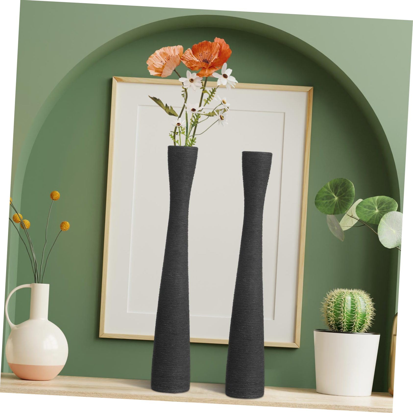 BESPORTBLE 2piezas Jarrones De Cerámica para Flores Decoración De Hogar Cuello Estrecho