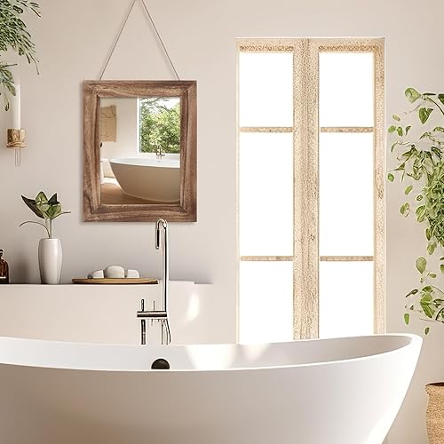 Miniatura 7 de QDSSDECO Espejo de pared rectangular de 16 x 20 pulgadas, decoración de granja, espejo colgante para baño, tocador, dormitorio, entrada, sala de