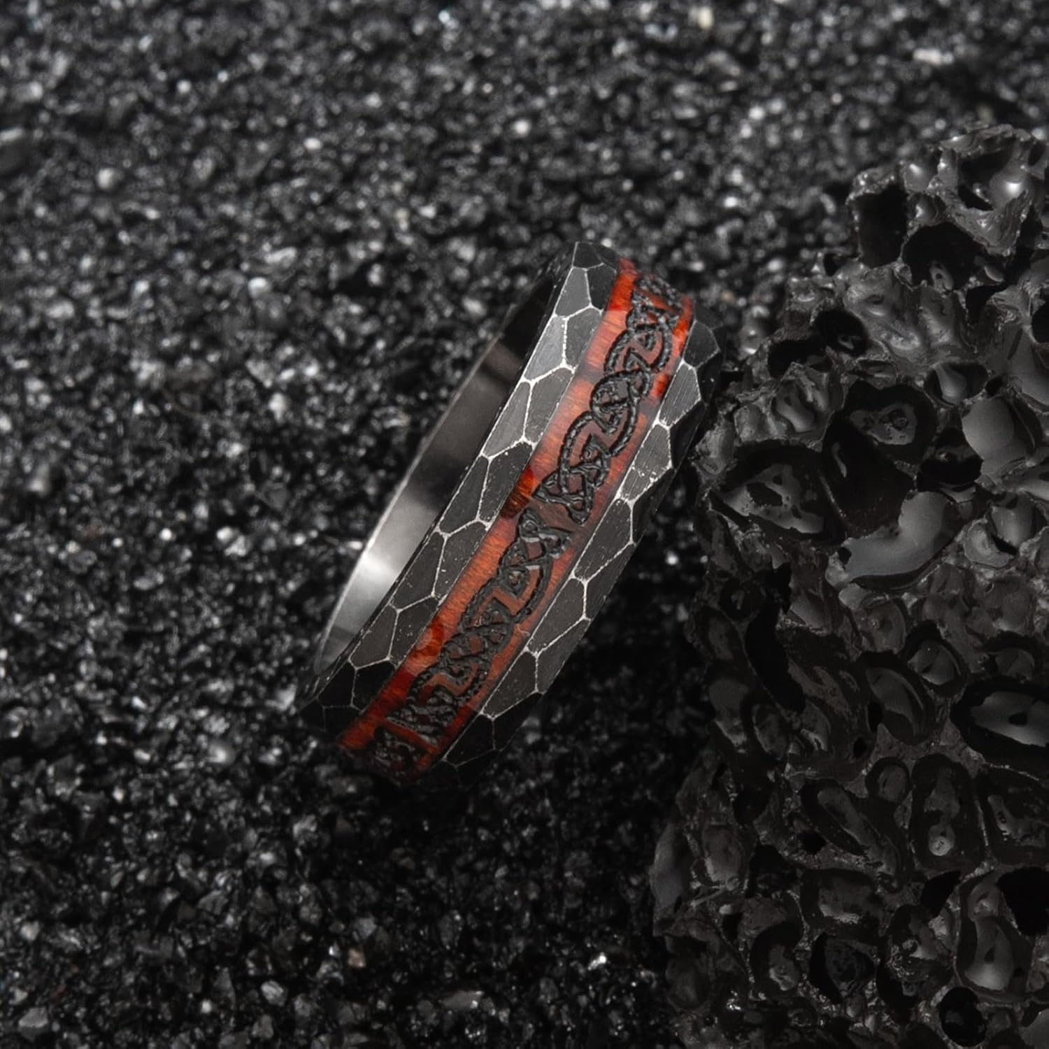 Viking Rings Stainless Steel Viking Norse Runes Wolf Raven Tree of Life Band Ring Jewelry for Men Women Size 7/8/9/10/11/12/13 Viking Black Celtic Knot&Runes 13 image 4 of 6 B0FJGCH7KT