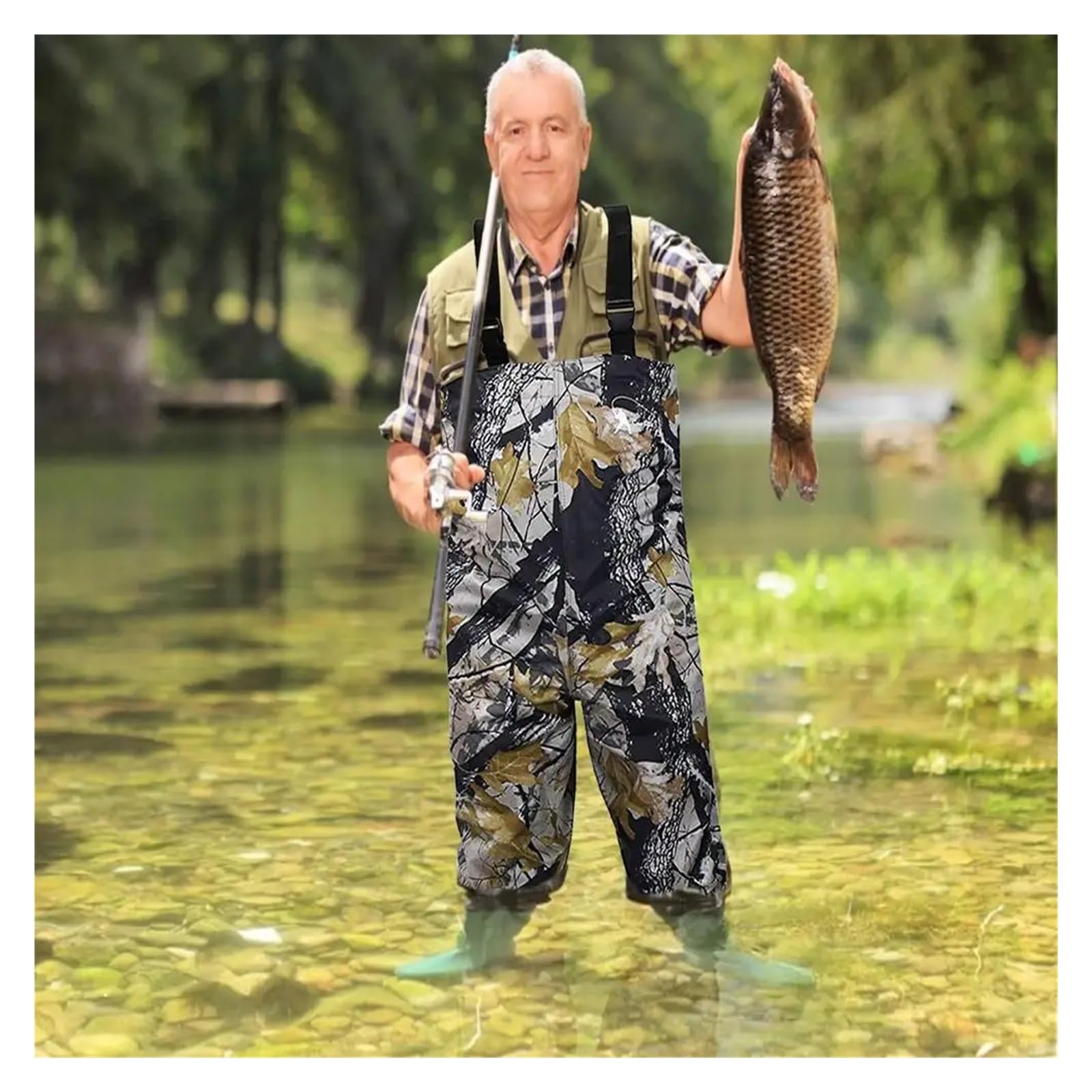 Trampolieri da Pesca a Mosca, Foglia d'Acero, Calza Impermeabile Traspirante, Pantaloni da trampoliere da Fiume for Uomini e Donne per Pesca E Caccia(45)