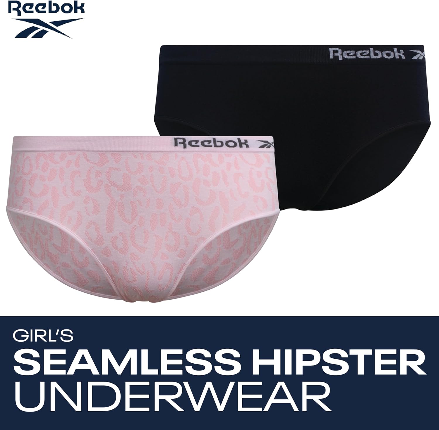 Reebok Girls Underwear Hipster Panties - 5 Pack Soft Seamless Stretch Performance Briefs Underwear for Girls