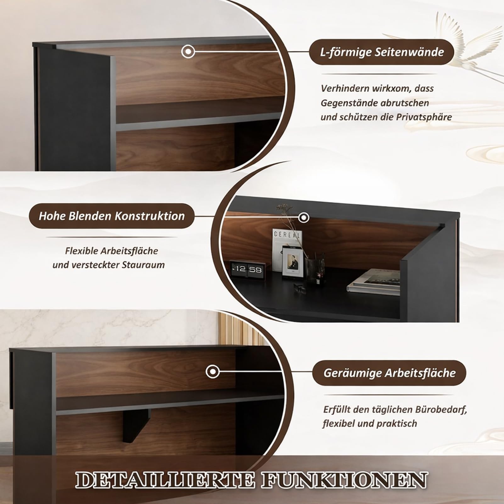 Moderne Empfangstheke mit Schublade und Aktenschrank Fronttresen für Büro, Salon, Spa und Einzelhandel Kleine Empfangstresen für begrenzte Räume (I, 160CM)