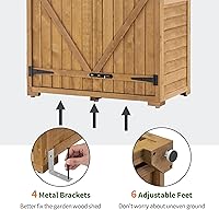 Vista 7 de MCombo Armario de almacenamiento al aire libre con 2 estantes, cobertizo de almacenamiento exterior con piso, cobertizo de herramientas de jardín