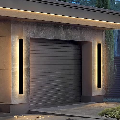 Paquete de 2 luces de pared para exteriores de 47 pulgadas, apliques de pared LED largos modernos, impermeables, IP65, luces de garaje al aire