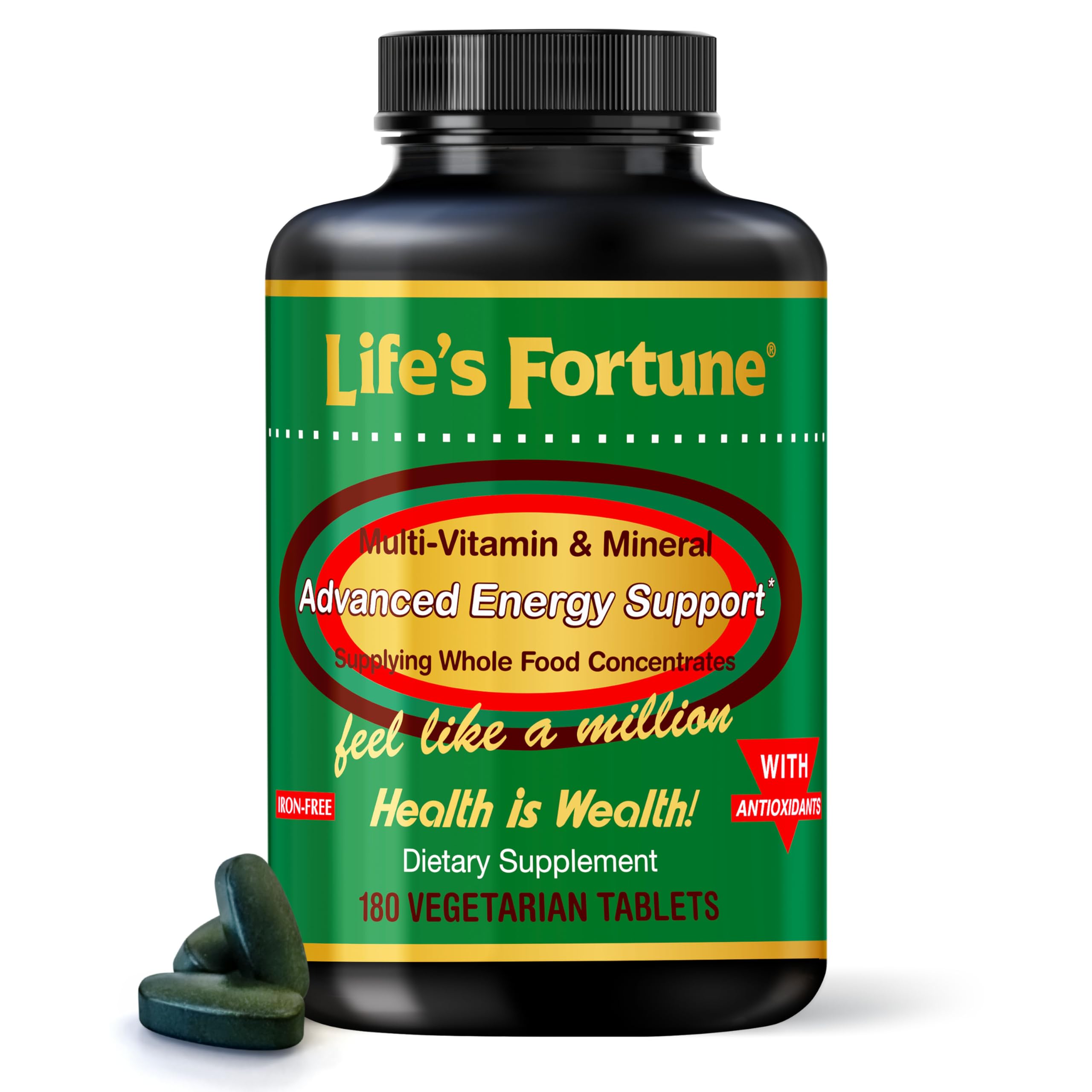 Life's Fortune Whole Food Multivitamin & Mineral, Advanced Energy Support Supplement, Daily Wellness for Men & Women, Amino Acids, Biotin, 180 Vegetarian TabletsLife's Fortune Whole Food Multivitamin & Mineral, A…