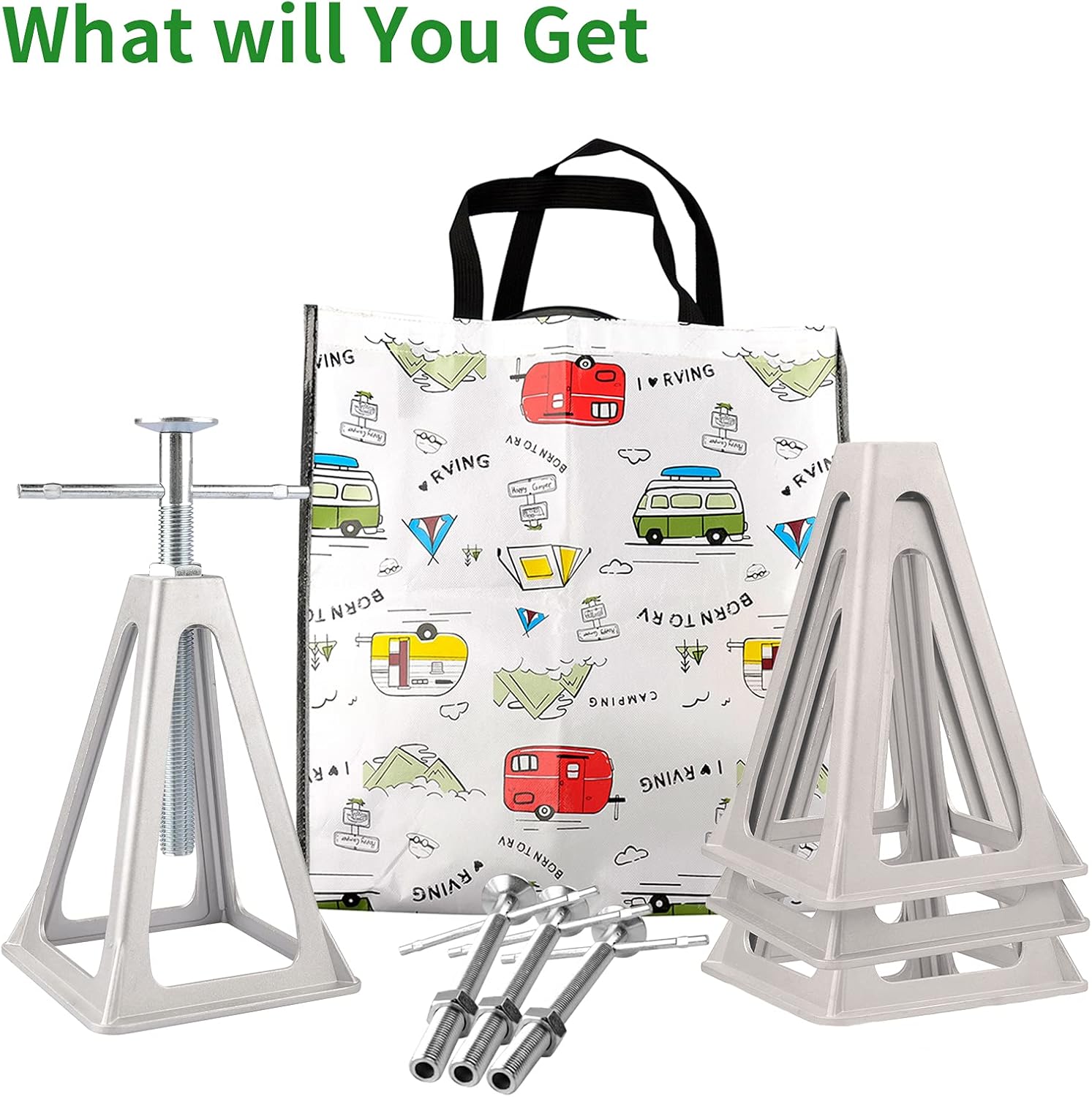 RVGUARD RV Stack Jacks 4 Pack Aluminum Stabilizer Jacks for RV Trailer Camper, Single Support Up to 6000 Lbs, Adjustable from 11" to 17" with Storage Bag : Automotive