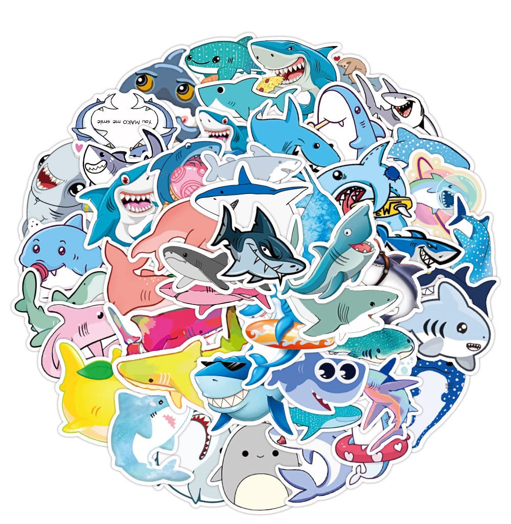 Simpatico cartone animato squalo adesivi animali regalo fai da te giocattoli decalcomania impermeabile per laptop scrapbook telefono bagagli bottiglie decorative  15