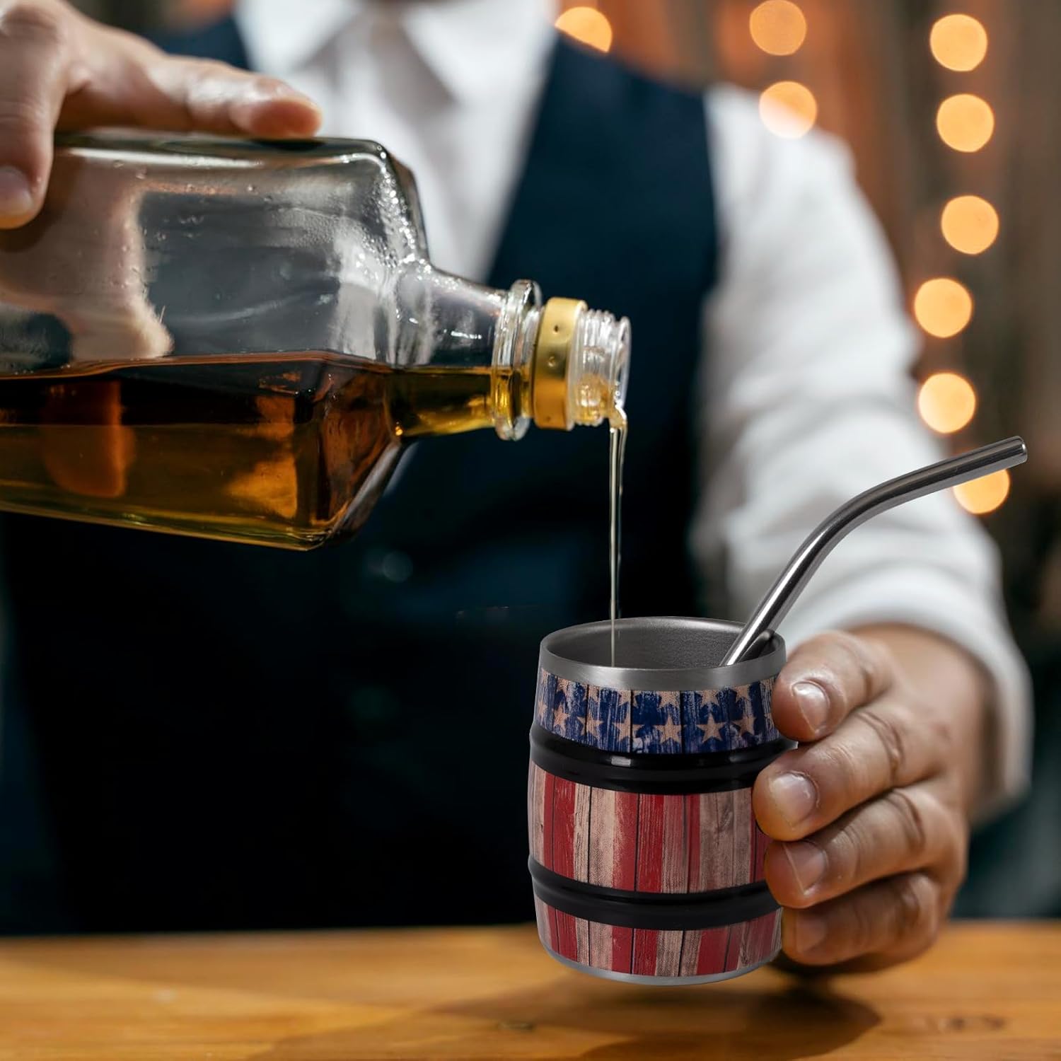 12 Pcs 3 oz Mini Tumbler Metal Shot Glass Set with Straw and Lids Stainless Steel Double Wall Insulated Barrel Shape Cups Gifts for Men or Whiskey Lover