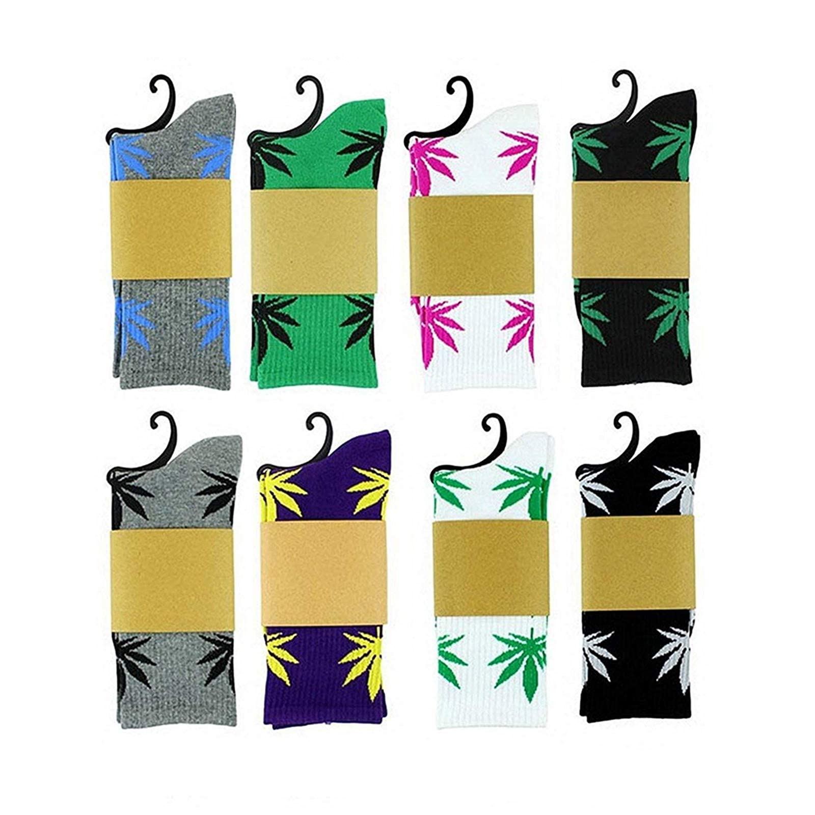 ZandoAthletic Weed Socks for Men Marijuana Leaf Printed High Crew Socks Maple Cotton Socks Gift Winter Socks for Women