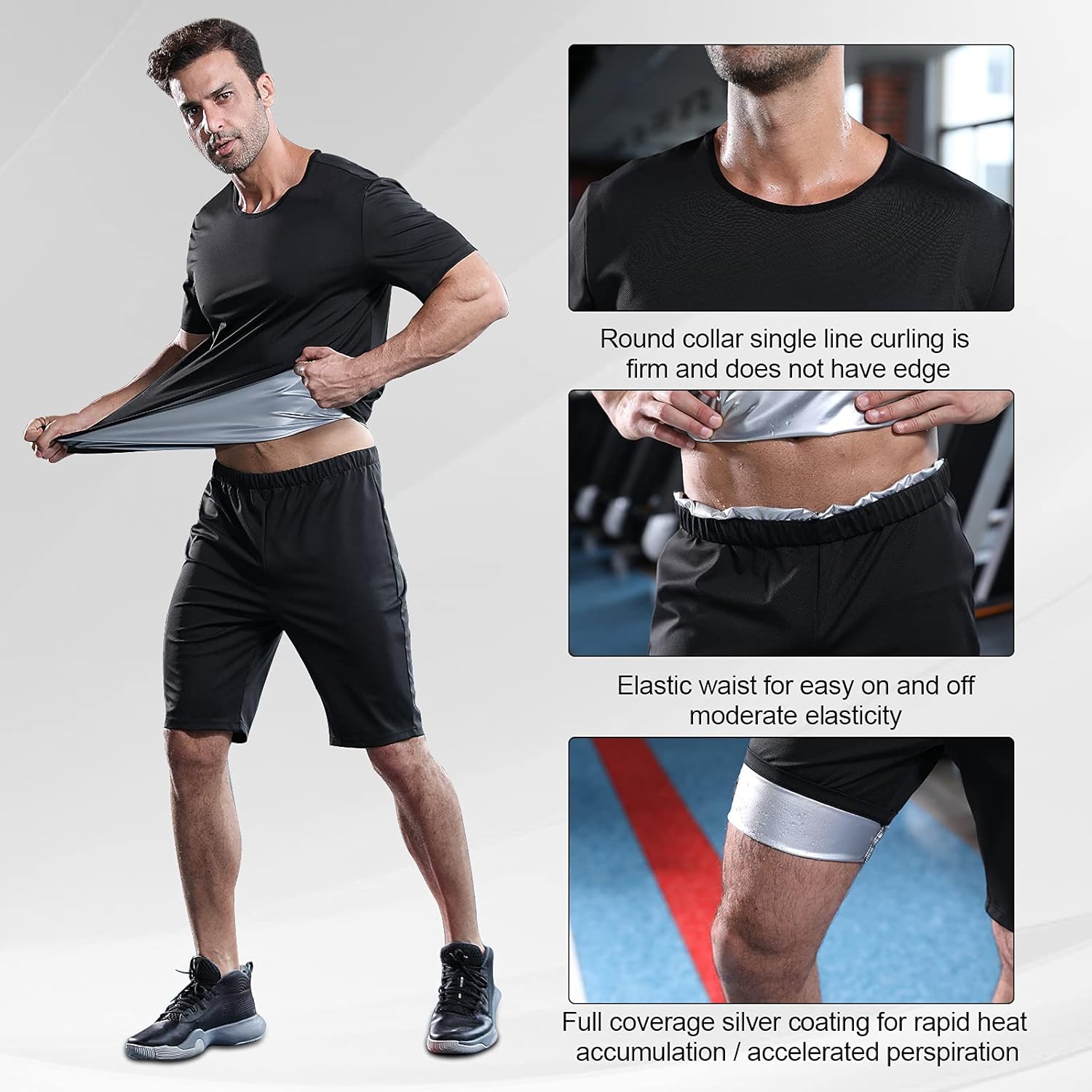 COVUNA Sauna Suit Men's Weight Loss Gym Fitness Exercise Workout Sweat Training hot Fat Men : Sports & Outdoors