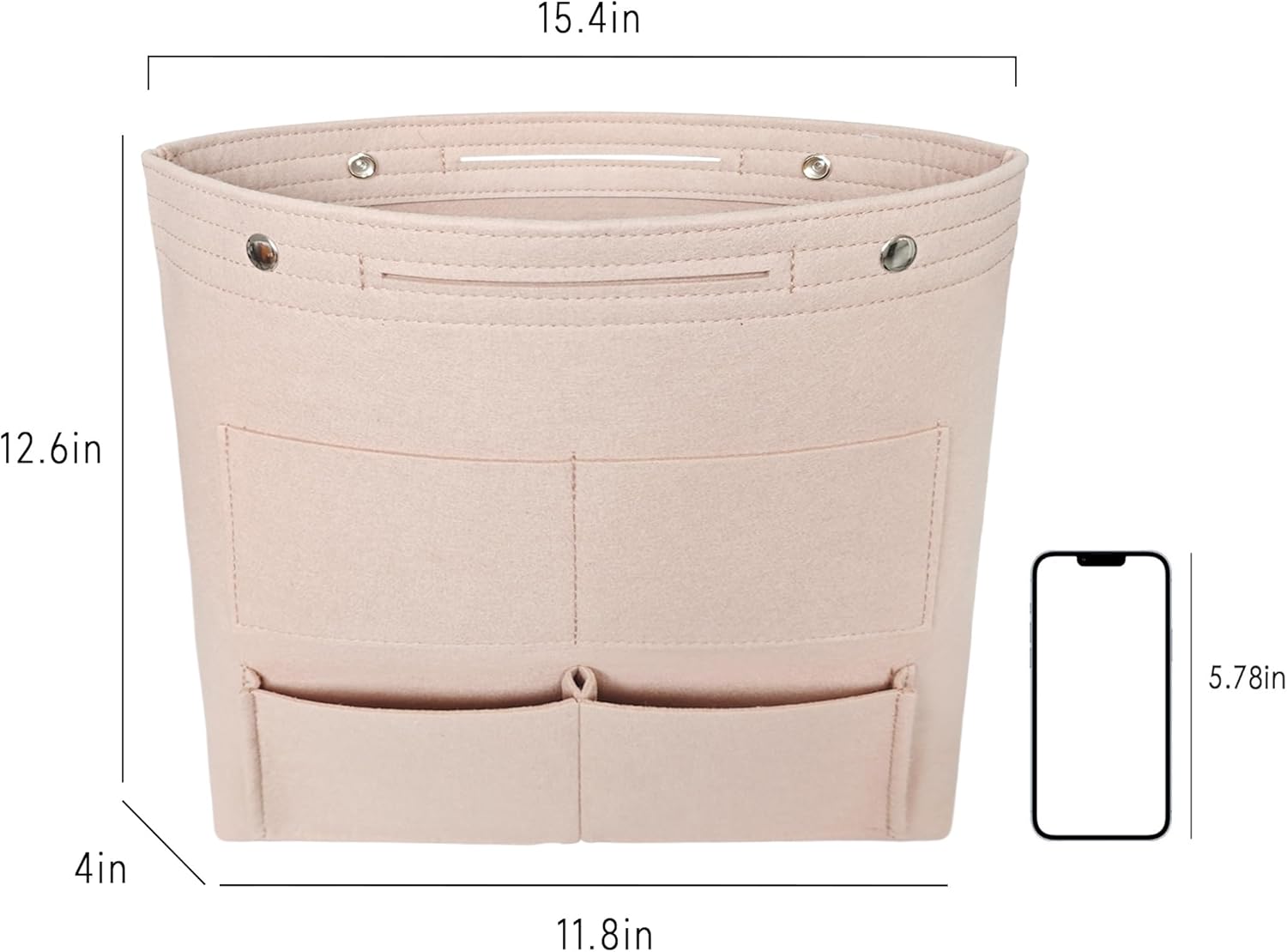 Vercord Extra Tall Felt Bag Organizer Vertical Height Design for Deep Tote and Backpack Bags Cream Beige - Image 3