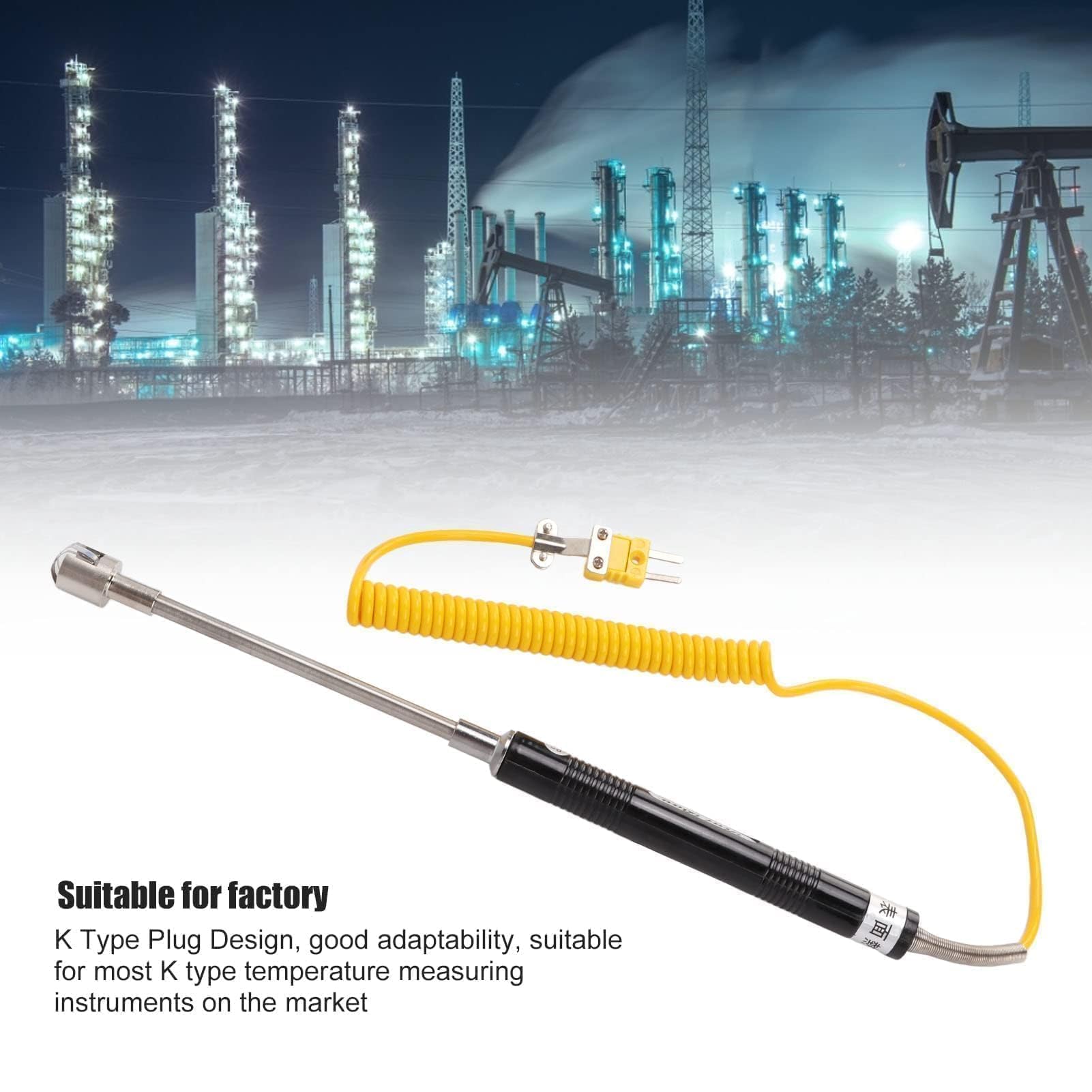 Sonde Type K Air, Sonde de Température de Surface avec Poignée Isolée, Portable Aiguille Pointe Capteur de Thermocouple en Acier à Réponse Rapide pour Mesure de Température