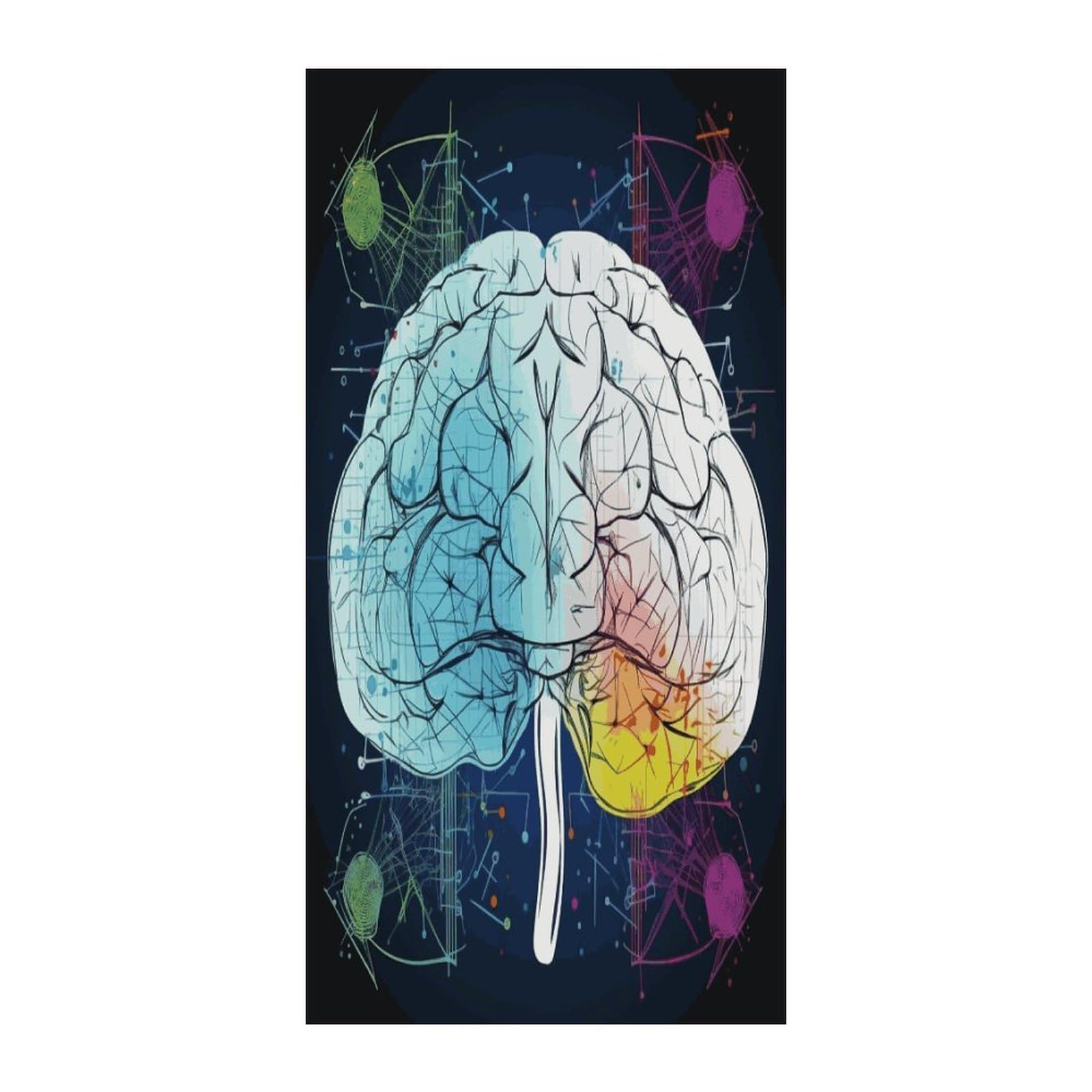 Fekiloot Style Geometry Brain Image With Science Door Curtain Room Divider Curtains